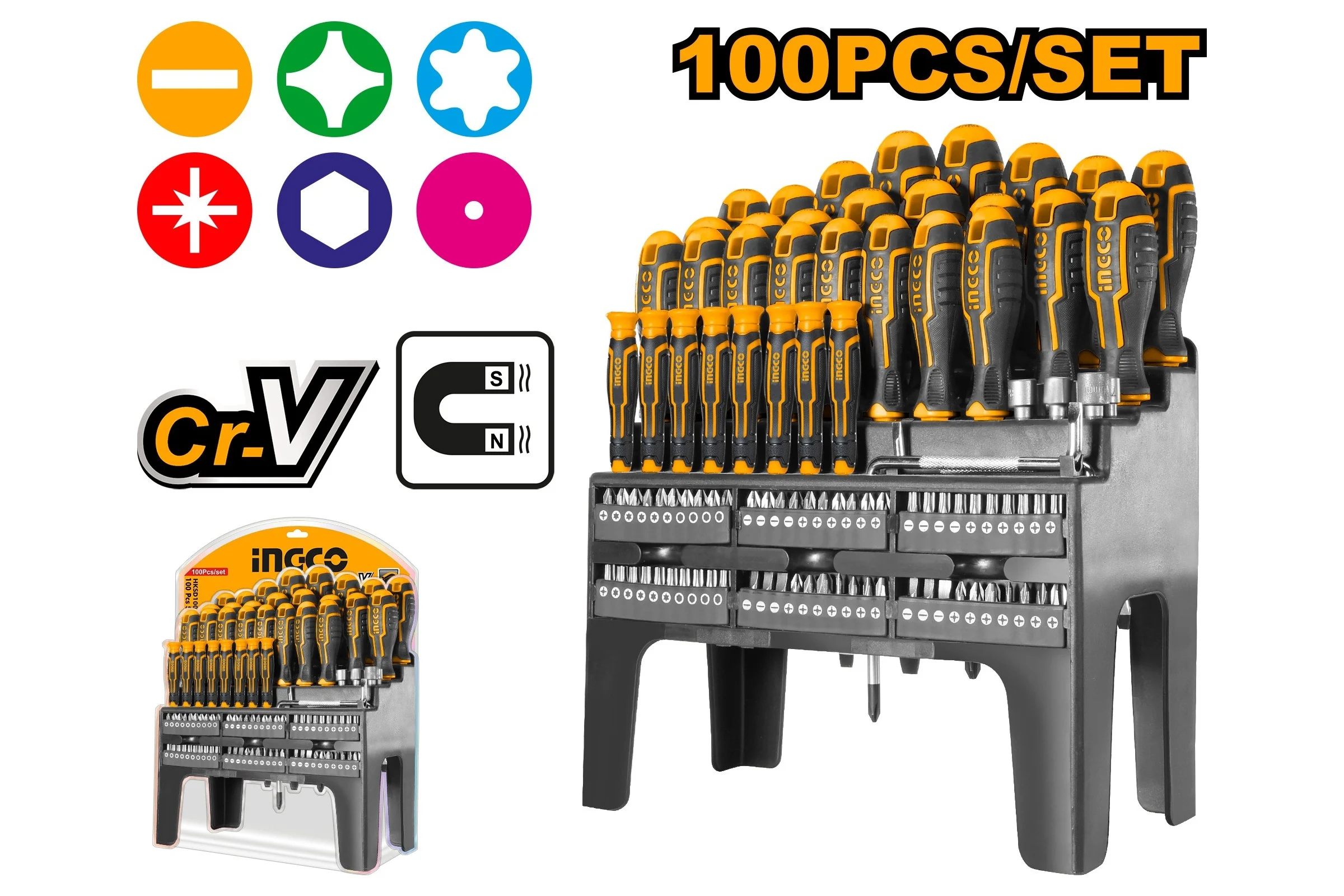 Набор отверток и бит INDUSTRIAL INGCO 0+60 шт. HKSD10028