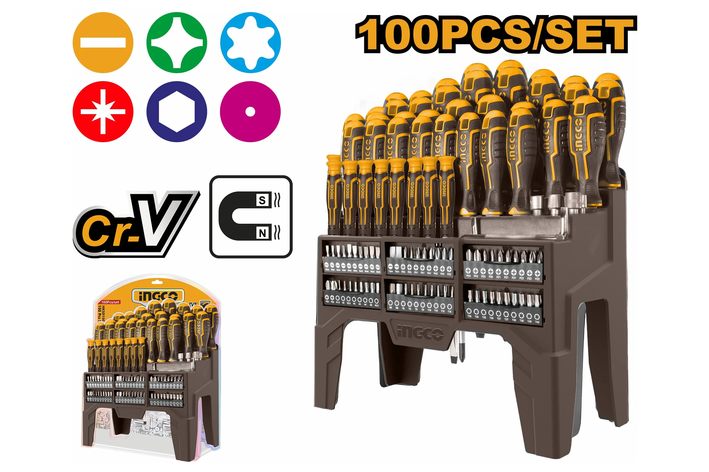 Набор отверток и бит INDUSTRIAL INGCO 0+60 шт. HKSD10028