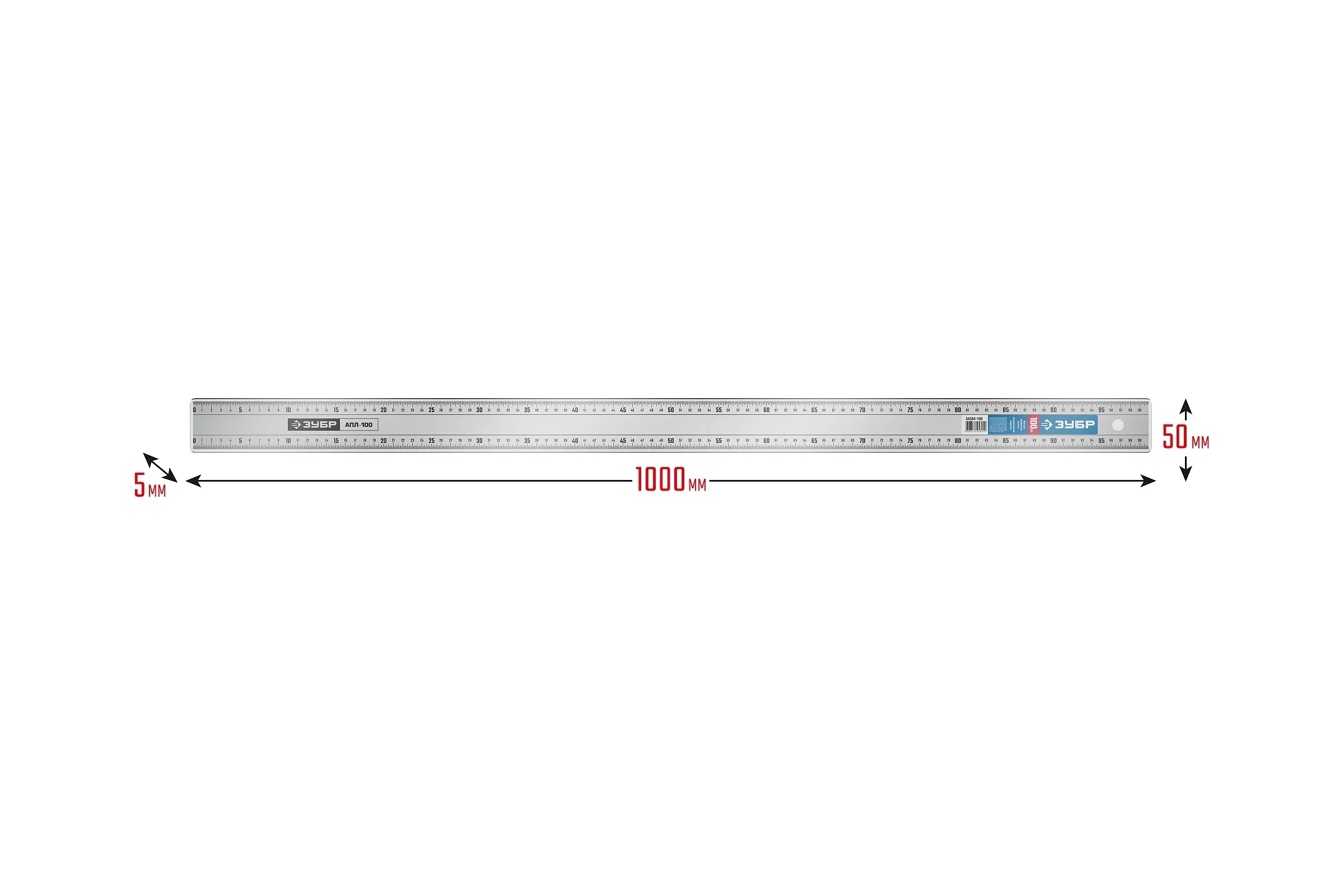 Усиленная алюминиевая линейка ЗУБР Апл 1 м 34384-100