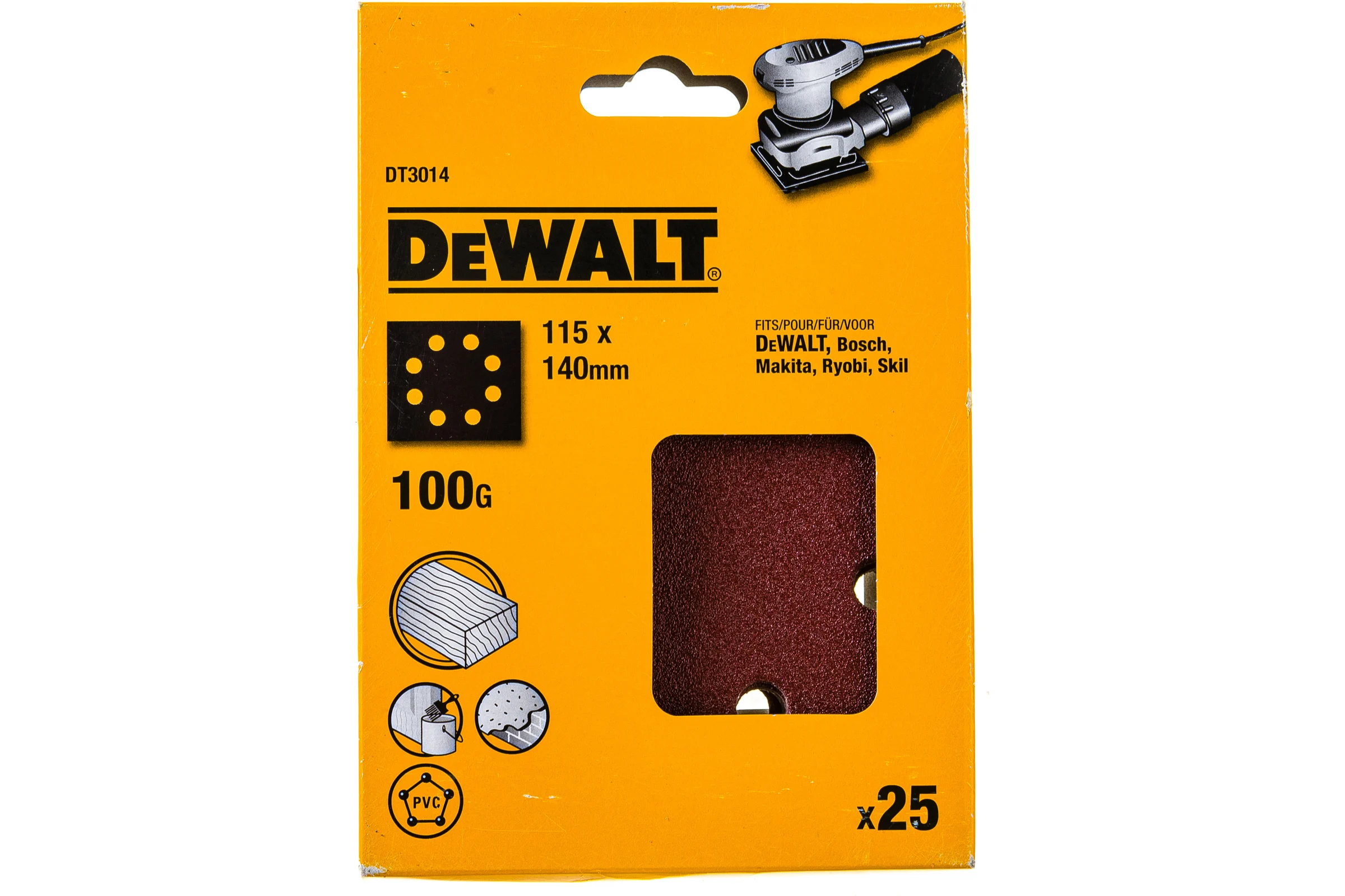 Лист шлифовальный перфорированный (25 шт; 115х140 мм; 100G) DEWALT DT3014
