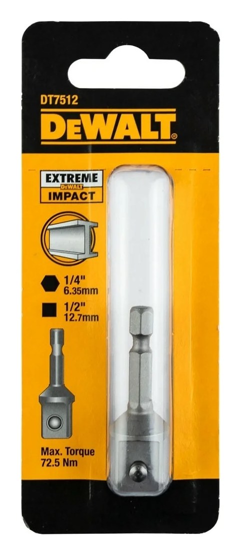 Адаптер шестигранник 1/4" - квадрат 1/2" DEWALT DT7512