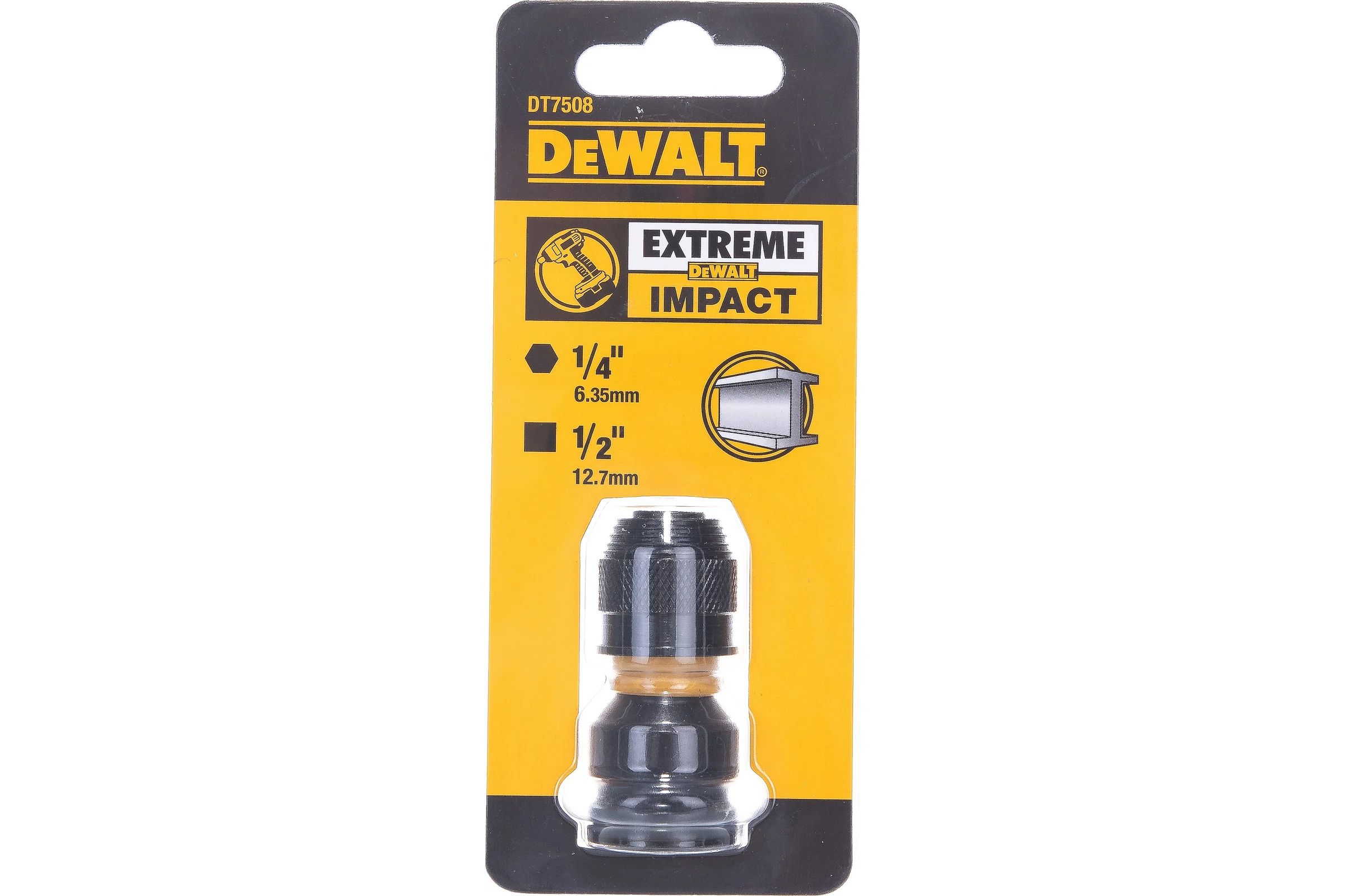 Адаптер для ударных гайковертов шестигранник 1/4”F - квадрат 1/2”F DEWALT DT7508