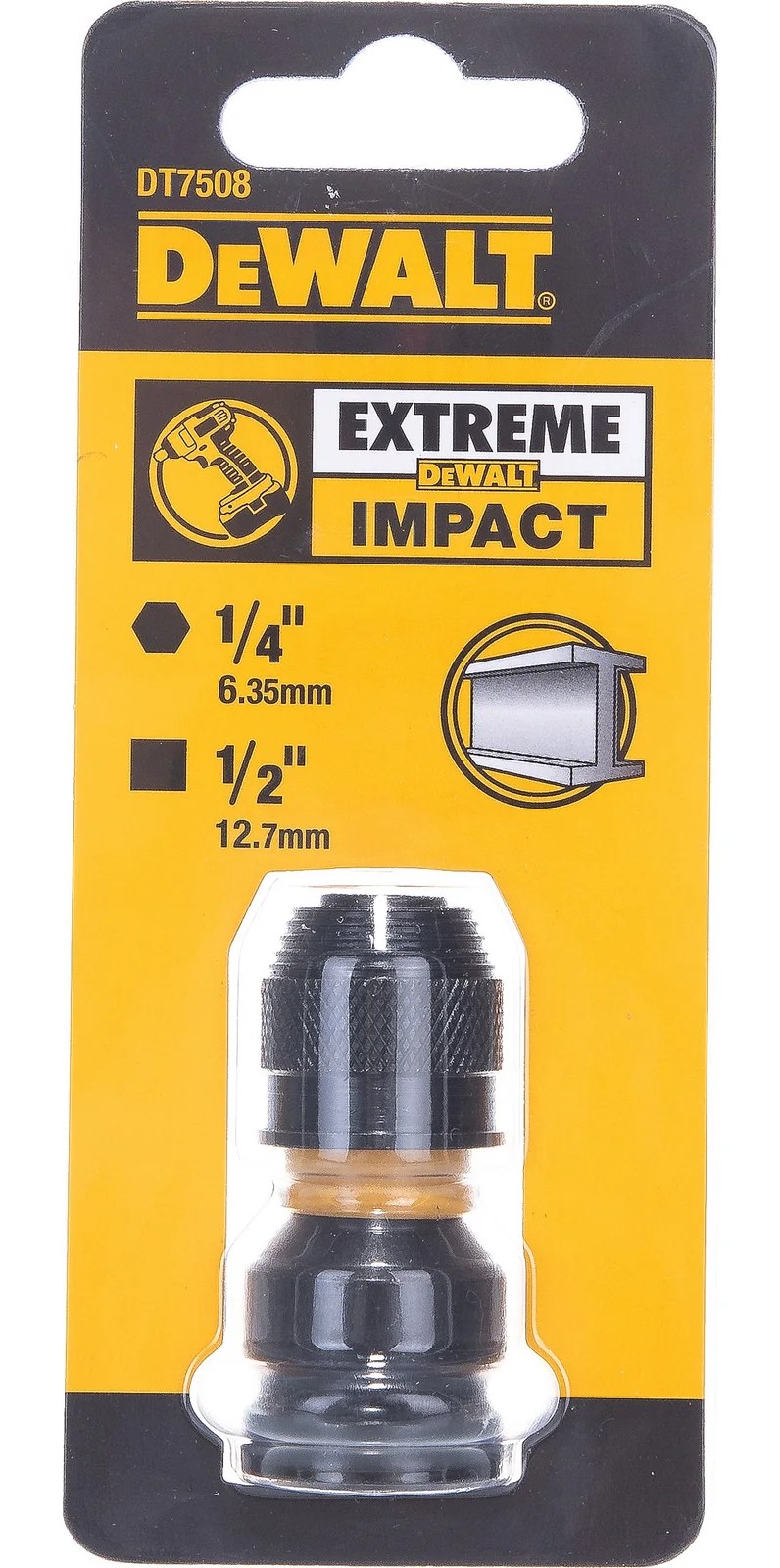 Адаптер для ударных гайковертов шестигранник 1/4”F - квадрат 1/2”F DEWALT DT7508