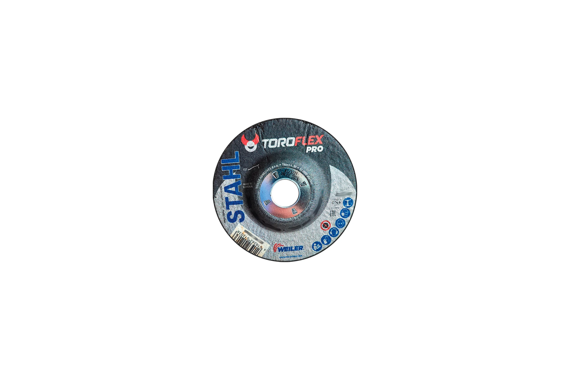 Круг шлифовальный по стали F27 125x6.5x22.23 мм, A24S-BF PRO TOROFLEX 4010362012036
