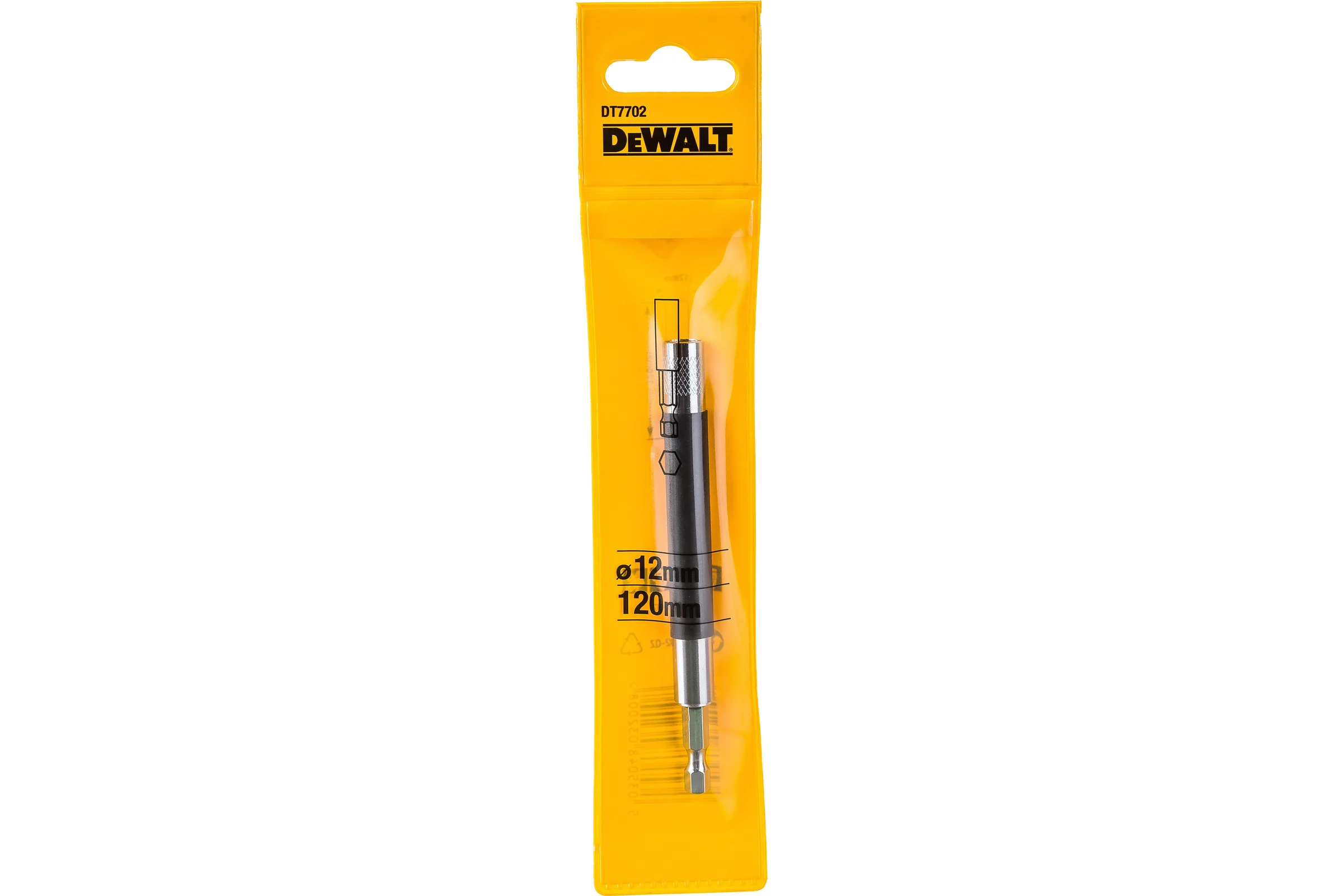 Держатель 1/4" магнитный с направляющей гильзой, 120 мм DEWALT DT7702