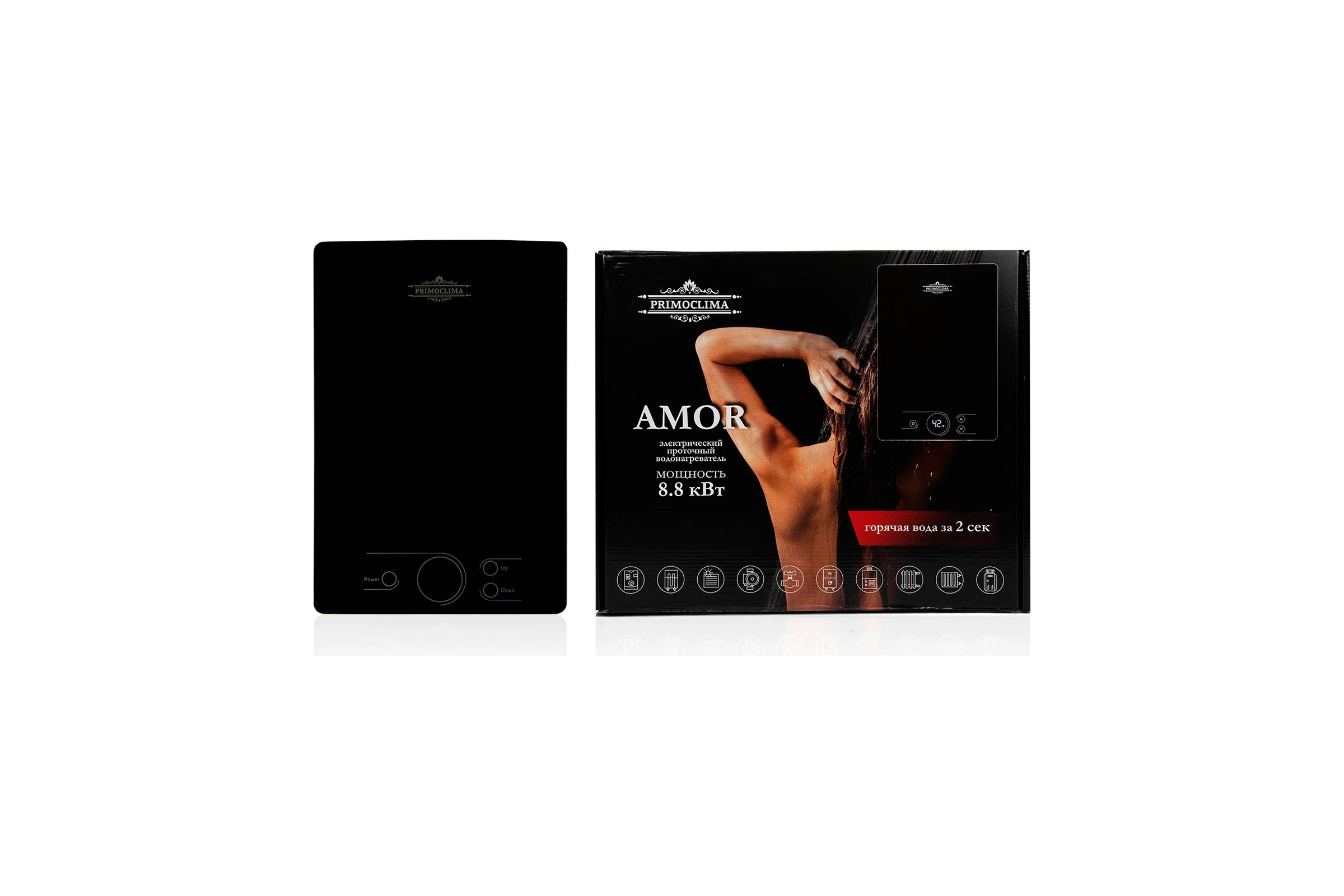 Электрический проточный нагреватель Primoclima amor 8.8 квт, черный PC AMOR 8.8 (B)