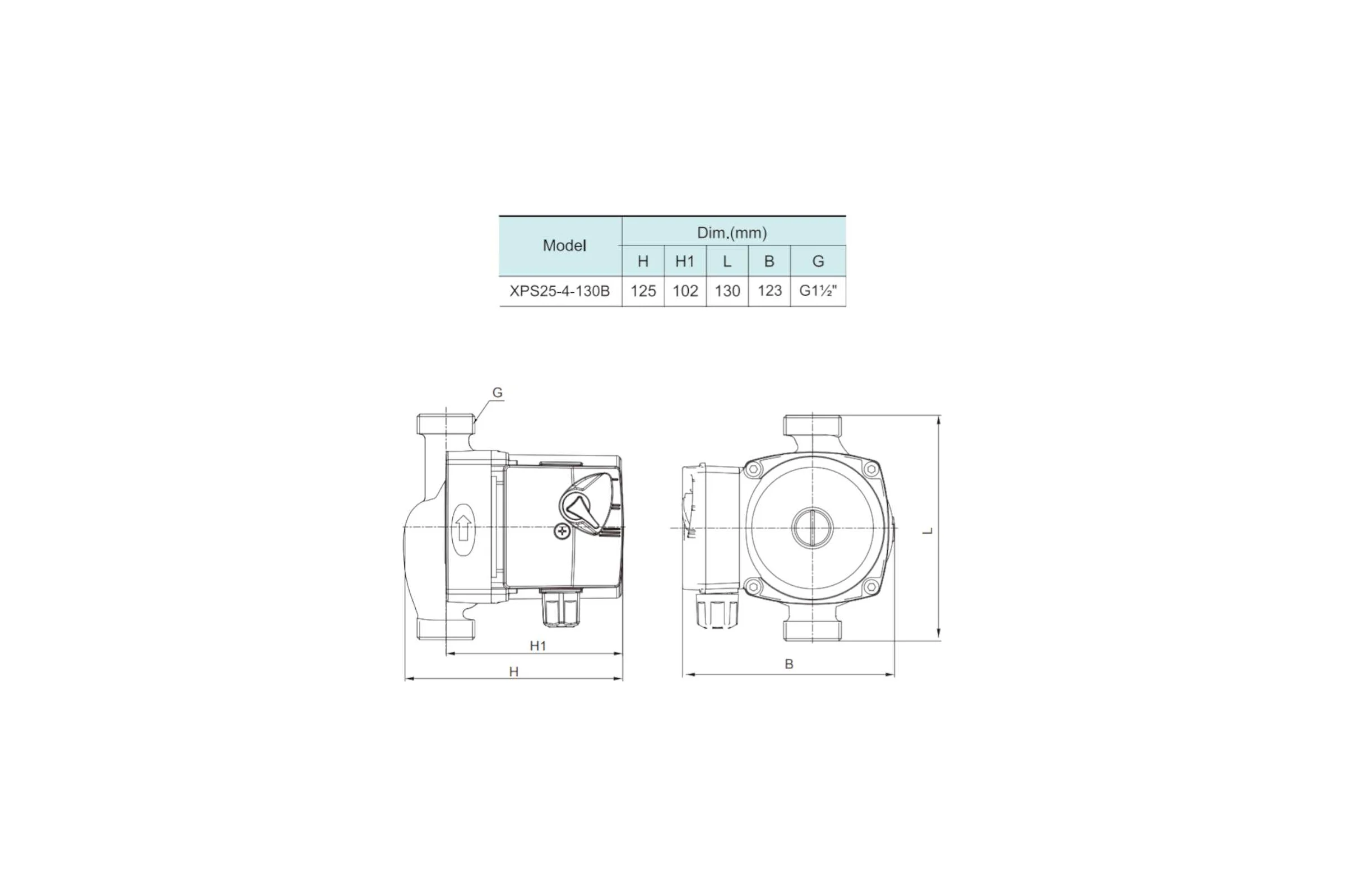 Насос SHIMGE XPS 25-4-180B, 60/45/30Вт, 220В, 50 Гц, 1 1/2", чугун, 10 бар, 110 С, 10110100291