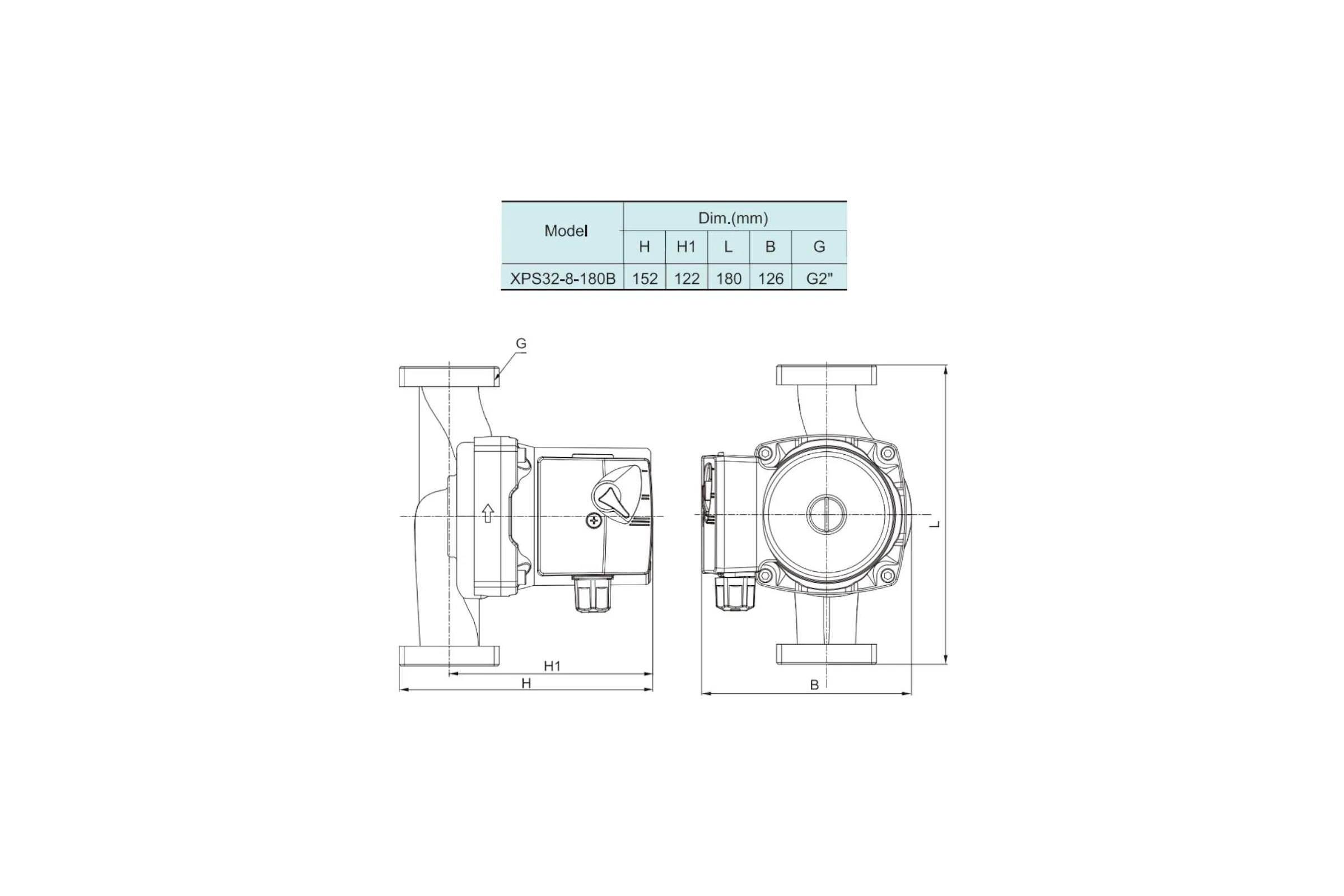 Насос XPS 32-8-180B, 245/210/140Вт, 220В, 50 Гц, 2", чугун, 10 бар, 110 С, SHIMGE 10110100301