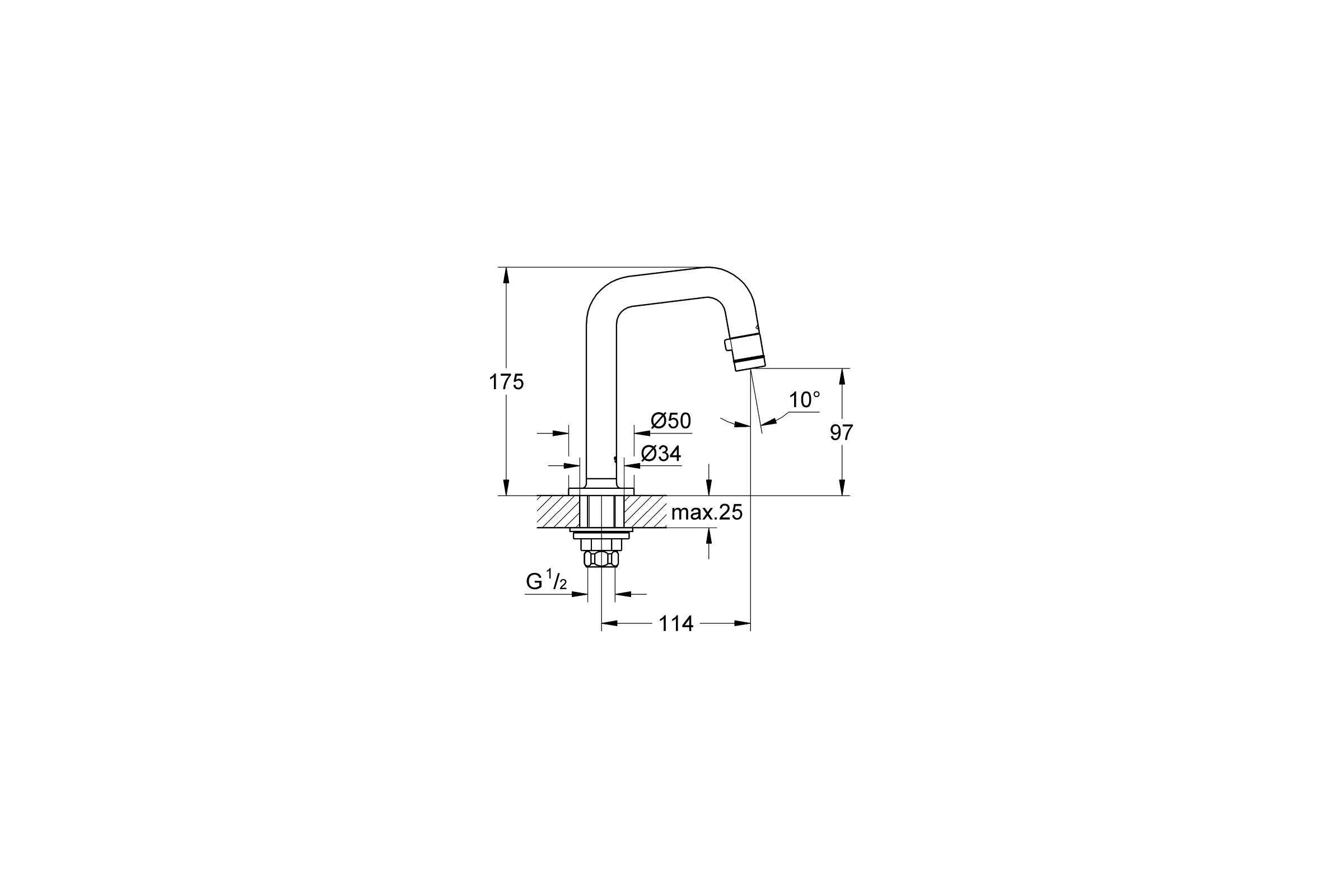 Кран для раковины GROHE Universal без функции смешивания, с U-изливом, хром 20202000