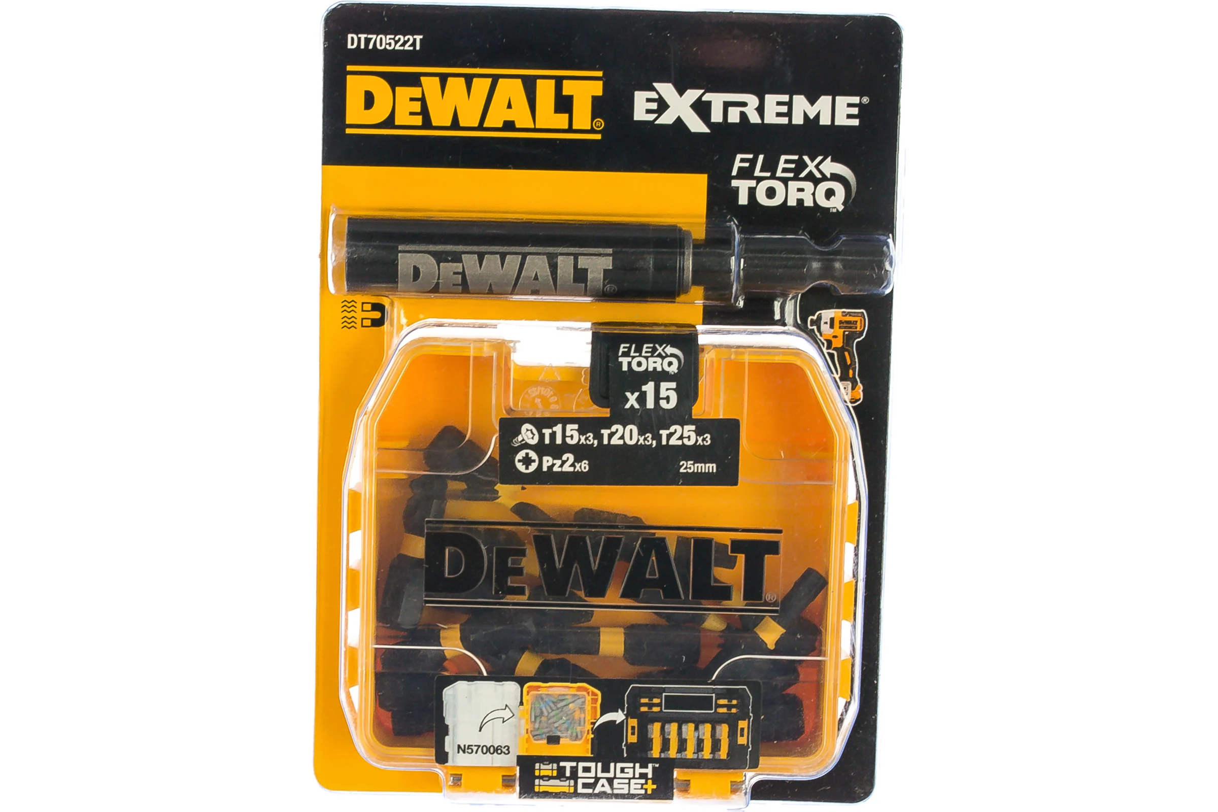 Набор насадок 25 мм с держателем, 16 шт. DEWALT DT70522T