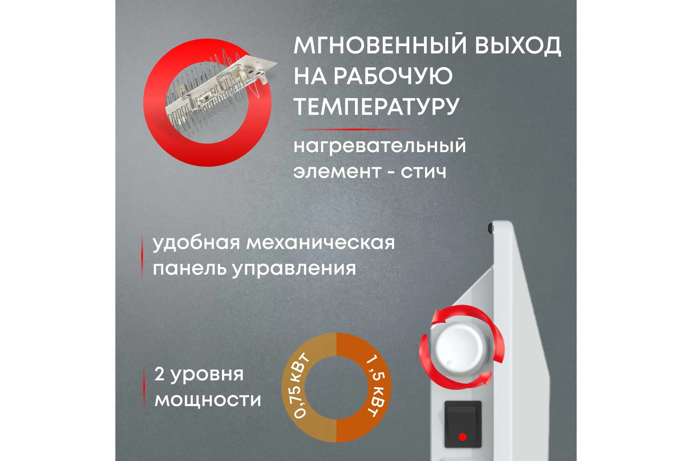 Электрический конвектор Zeder серия Buddy механическое управление 15MS-01