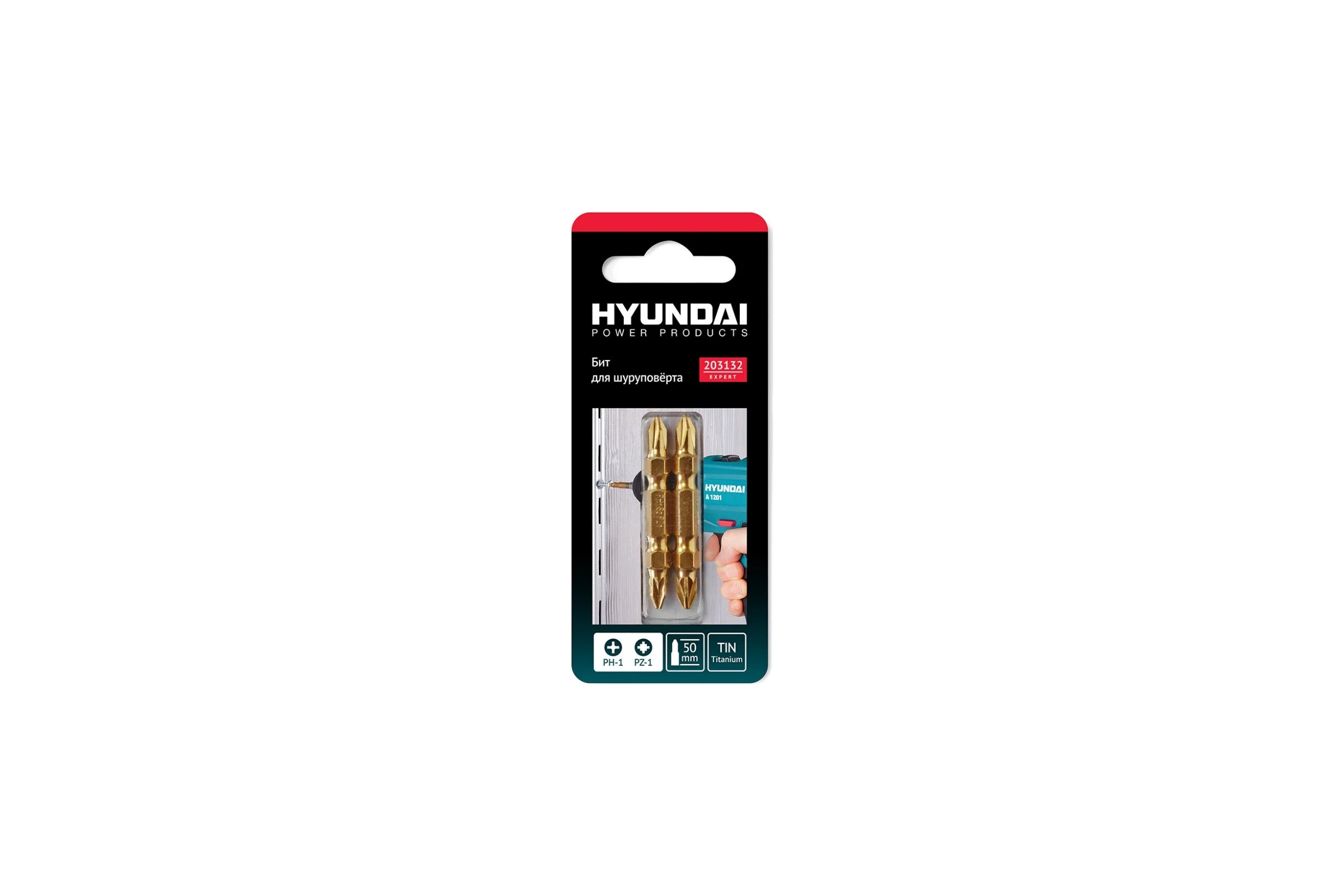 Биты (2 шт; PH1/PZ1; 50 мм; TIN) для шуруповертов HYUNDAI 203132