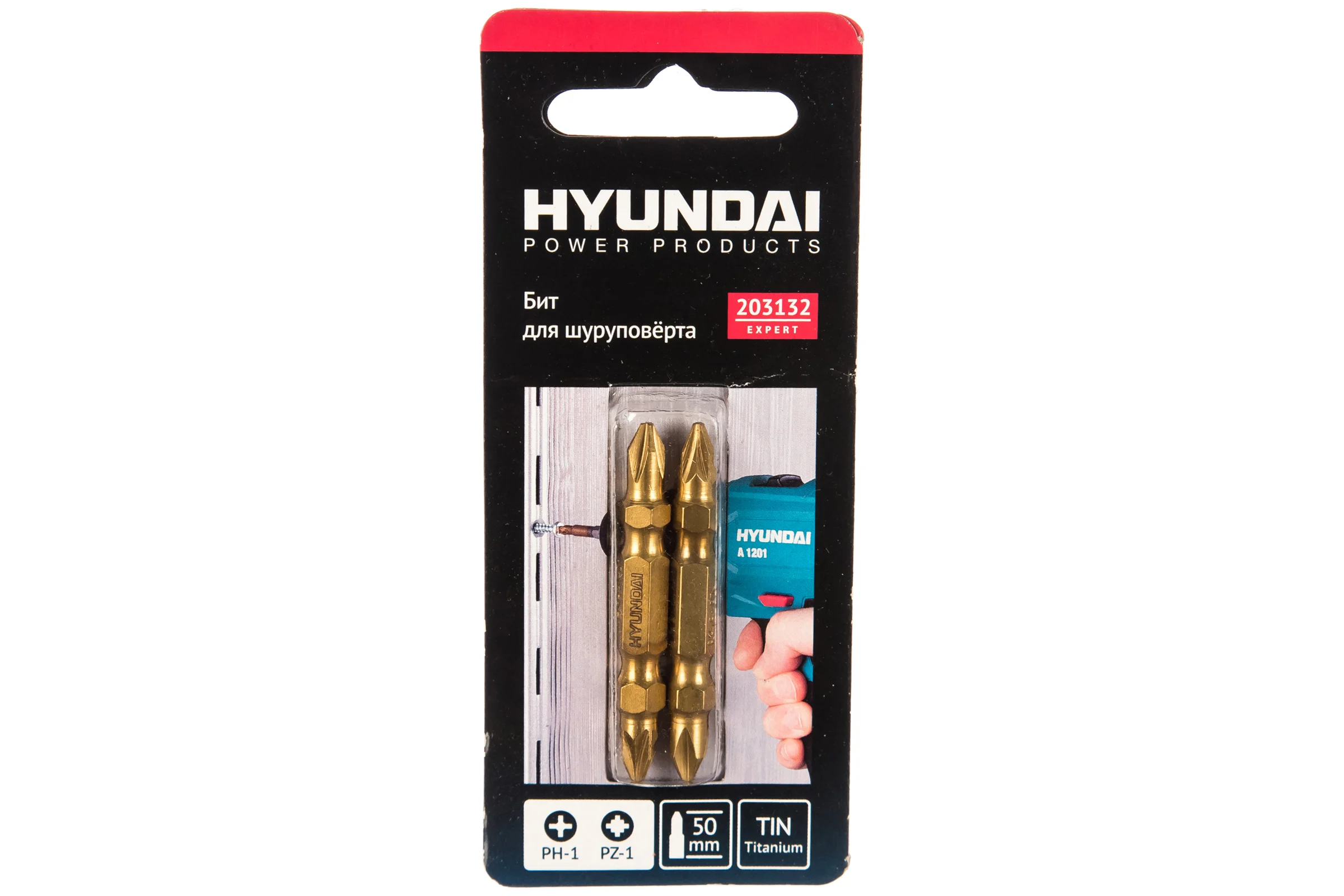 Биты (2 шт; PH1/PZ1; 50 мм; TIN) для шуруповертов HYUNDAI 203132