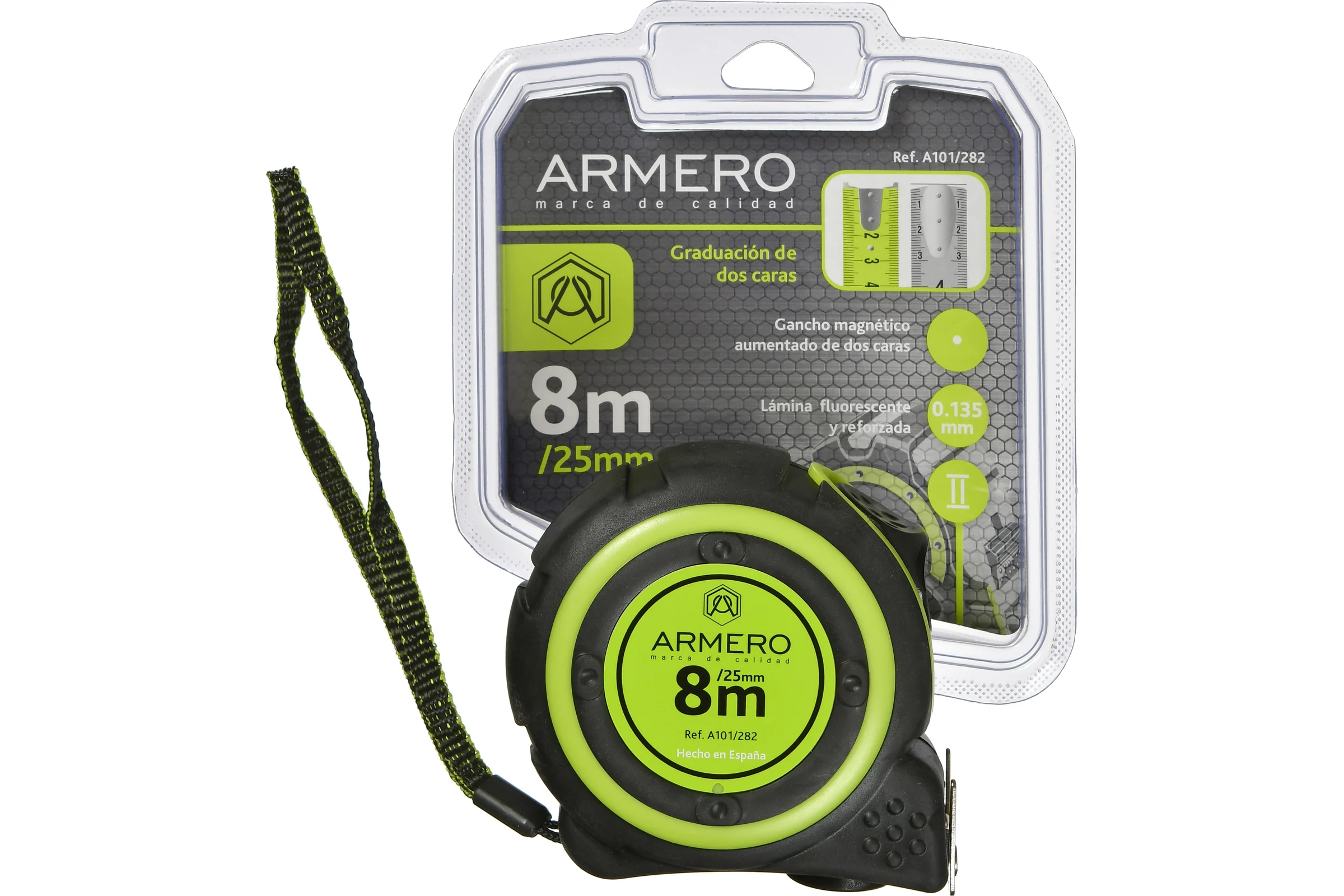 Магнитная нейлоновая рулетка с фиксатором Armero 8м/25мм A101/282