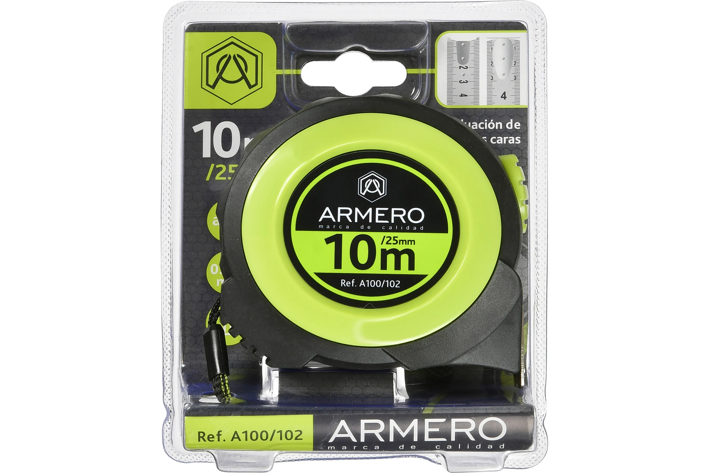 Рулетка с автоблокировкой Armero 10 м/25 мм A100/102
