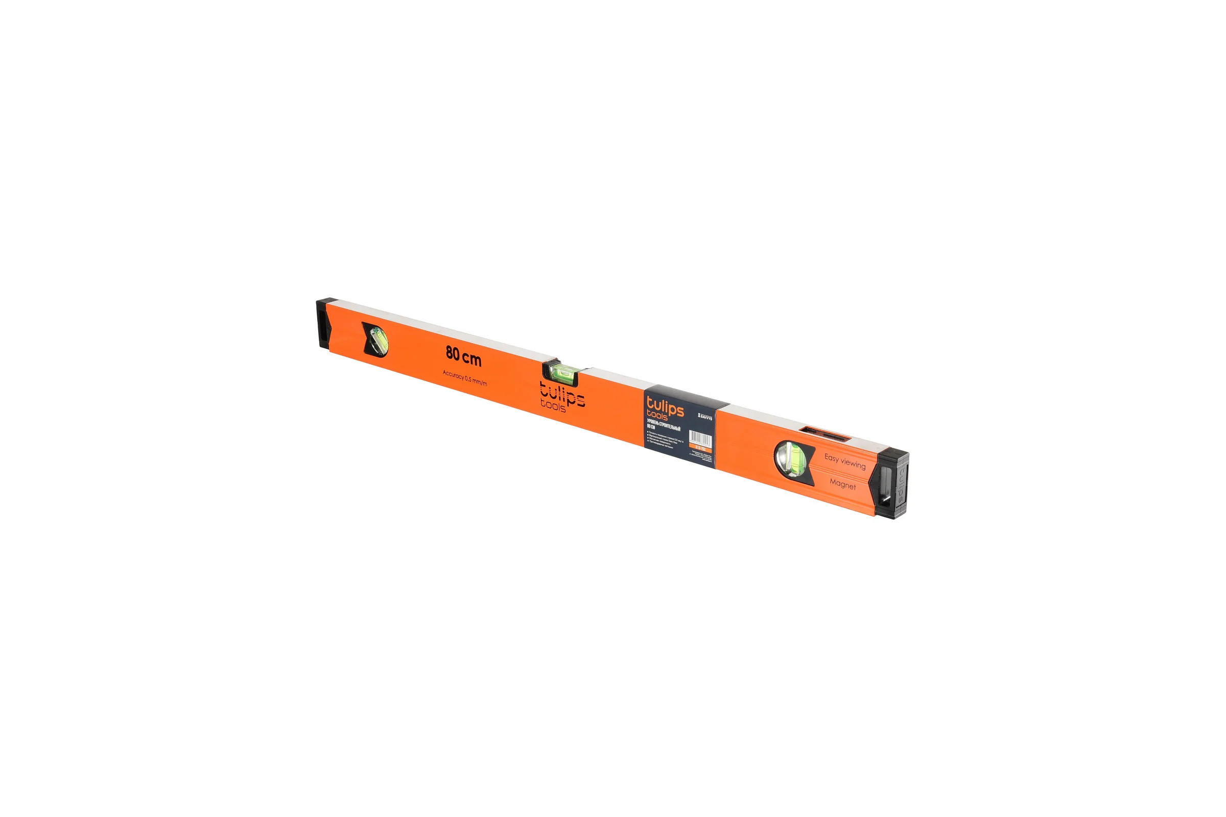 Уровень 3 глазка 80 см магнит Tulips tools II13-703