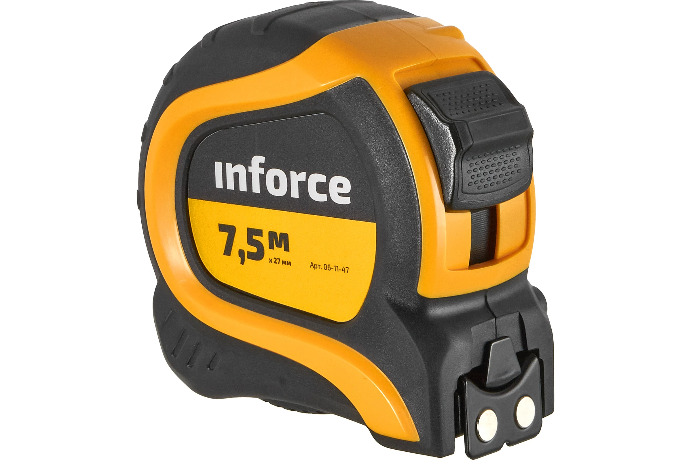 Измерительная рулетка с нейлоновой лентой и магнитным зацепом 7.5x27мм Inforce 06-11-47