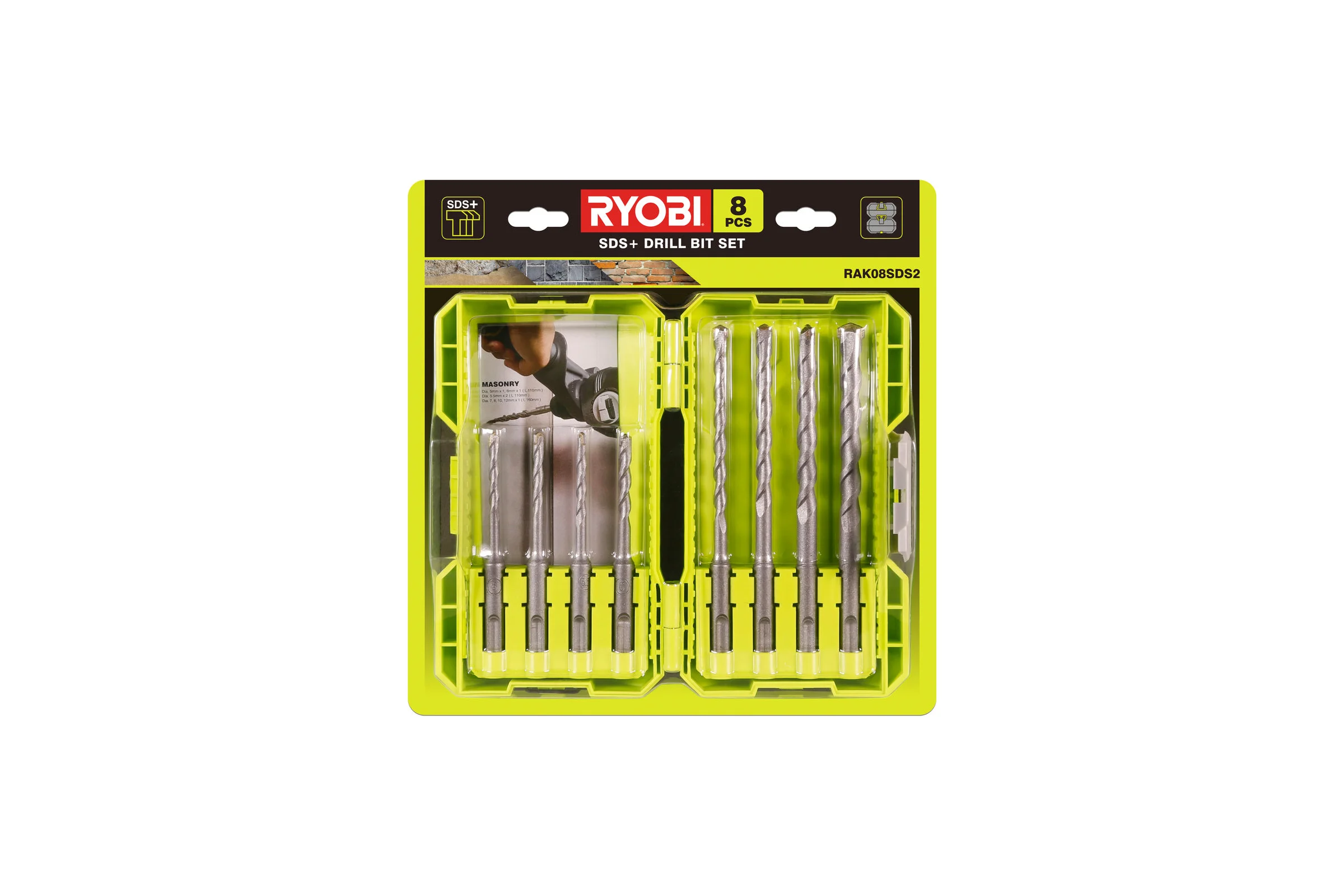 Набор буров RAK08SDS2 (8 шт; 5-12 мм) Ryobi 5132004209