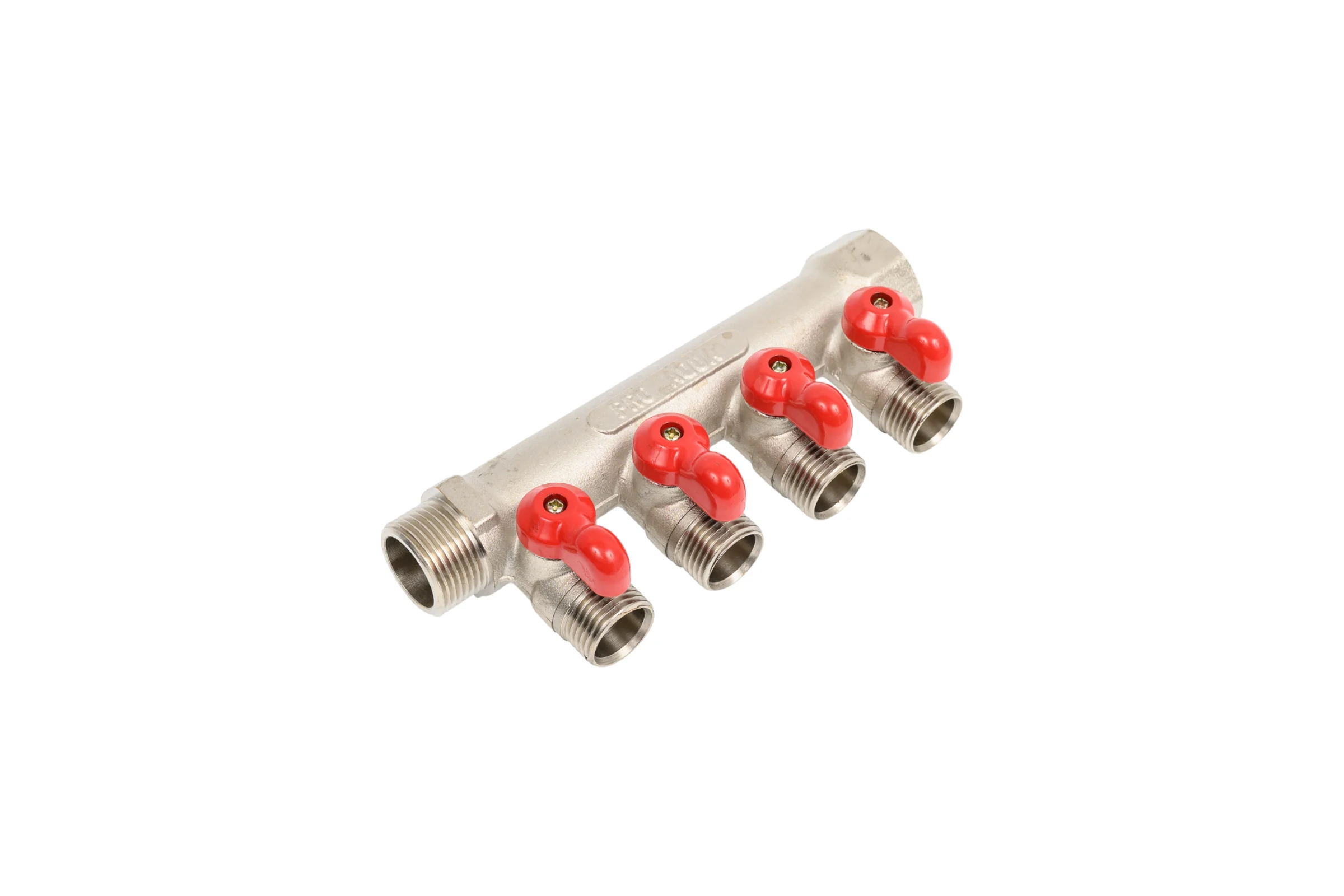 Коллектор с отсекающими кранами (плоскость) PRO AQUA 3/4, 4 х 1/2 V100.04-m20-f20
