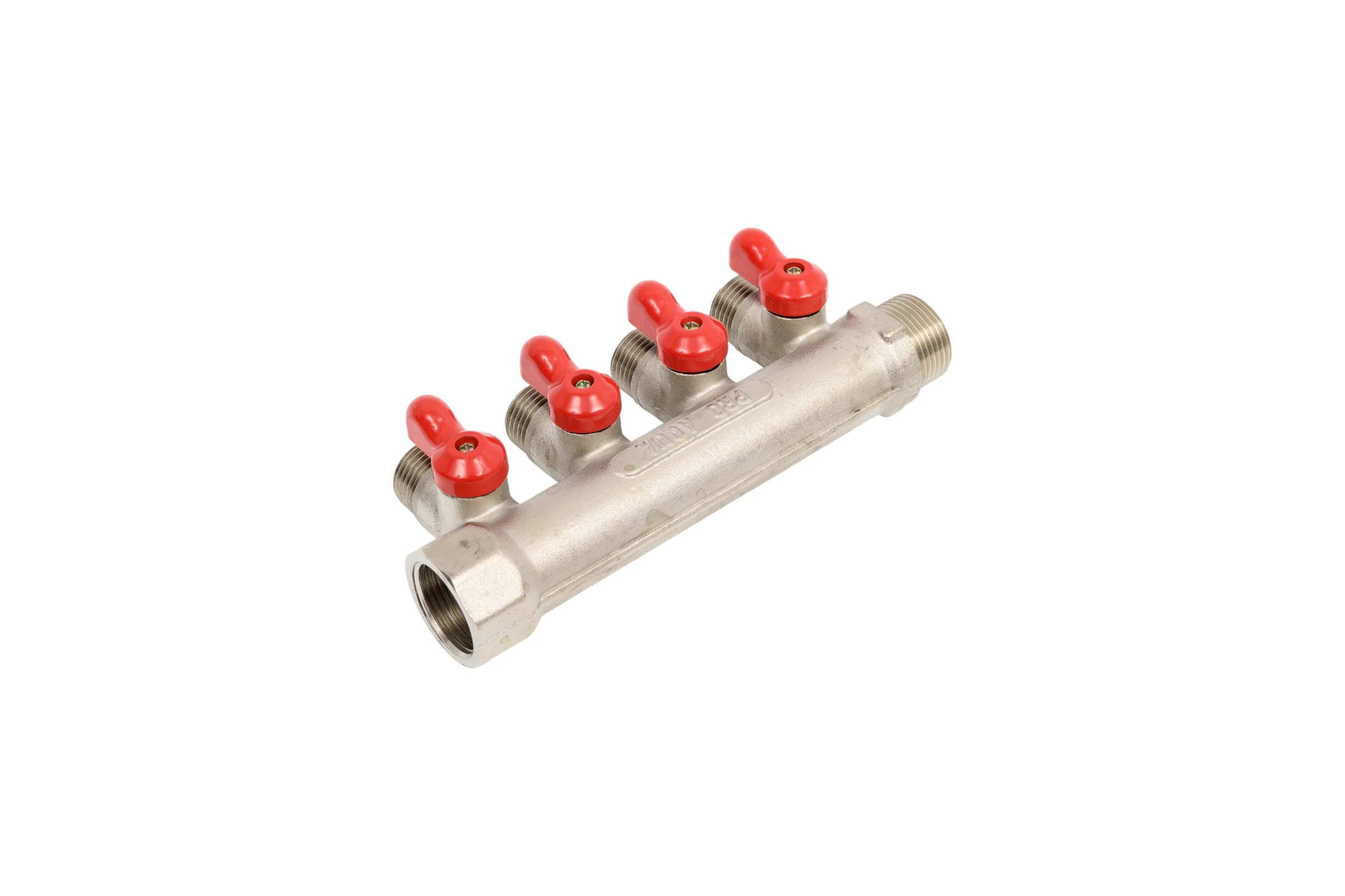 Коллектор с отсекающими кранами (плоскость) PRO AQUA 3/4, 4 х 1/2 V100.04-m20-f20
