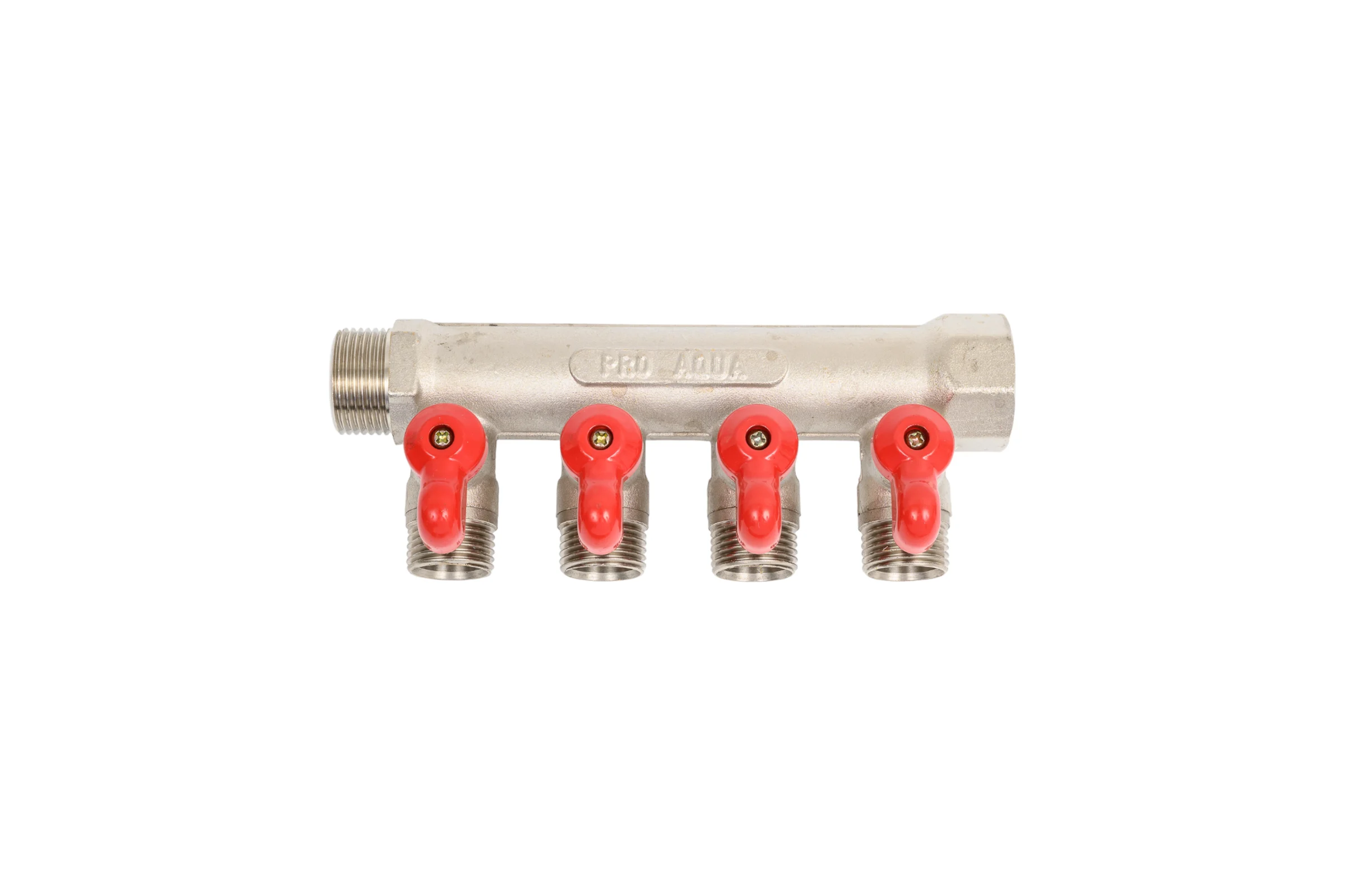 Коллектор с отсекающими кранами (плоскость) PRO AQUA 3/4, 4 х 1/2 V100.04-m20-f20