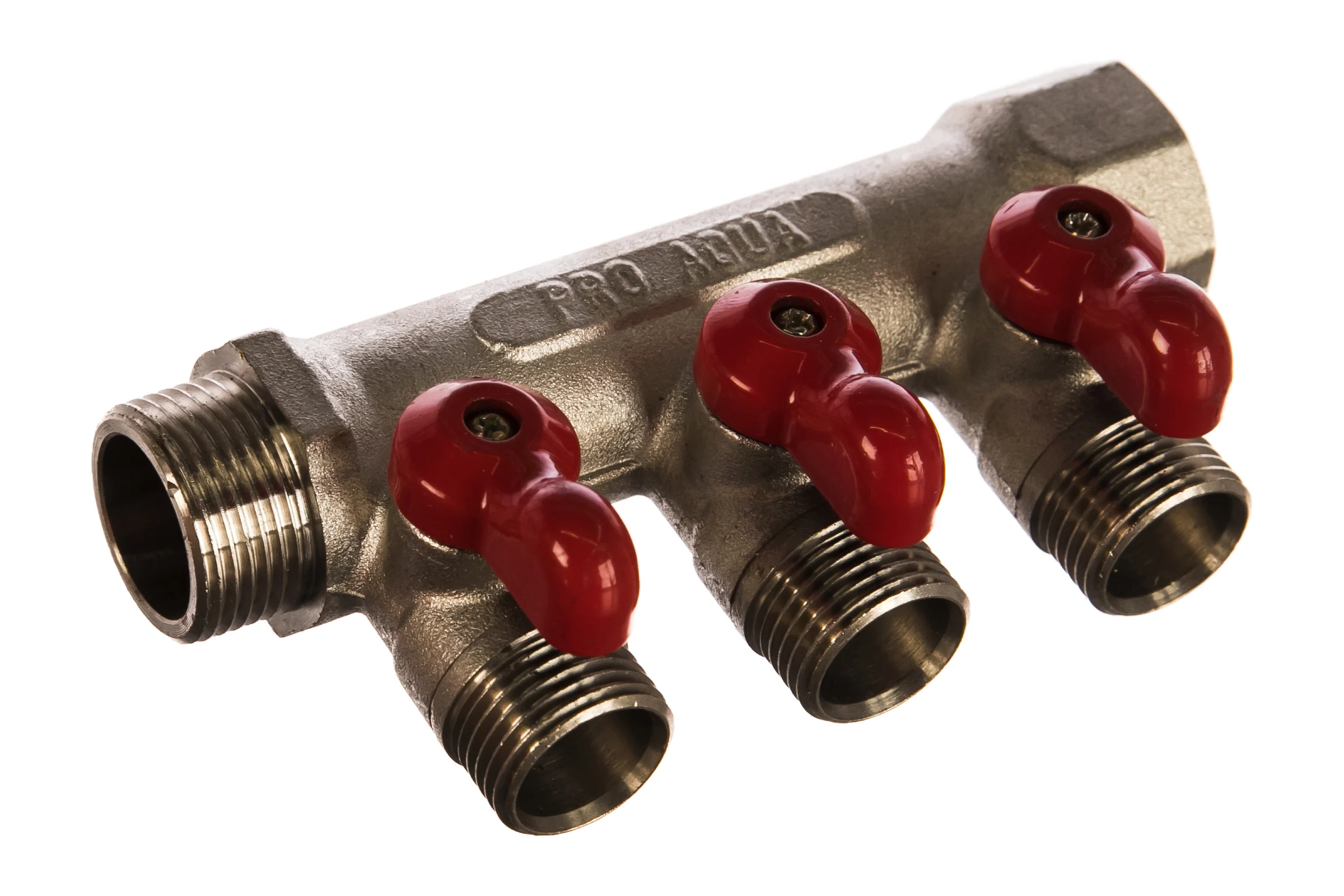 Коллектор с отсекающими кранами (плоскость) PRO AQUA 3/4, 3 х 1/2 V100.03-m20-f20