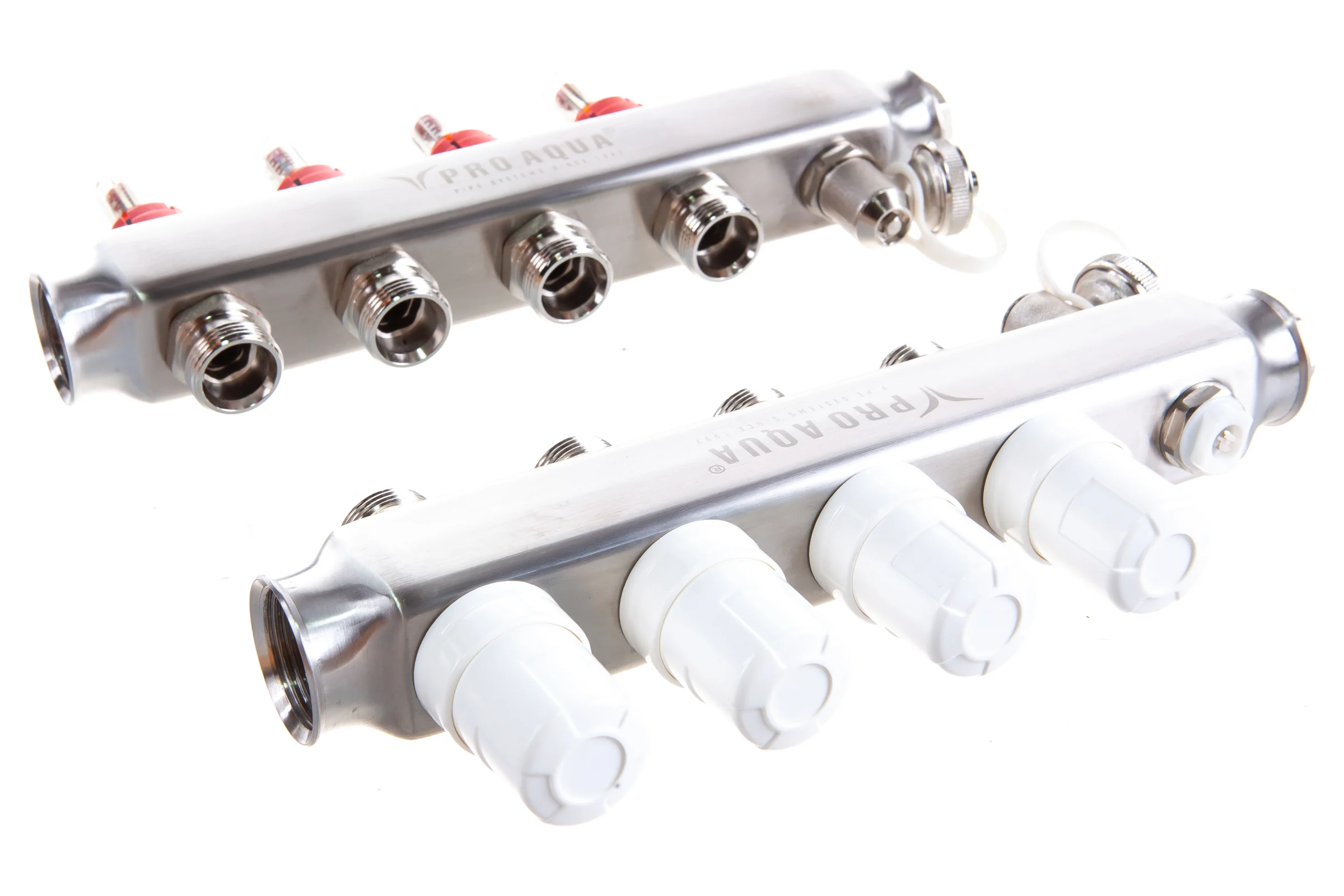 Коллекторный блок с расходомерами PRO AQUA 4 выхода, 280 мм, 1 x 3/4 V500MB.04b