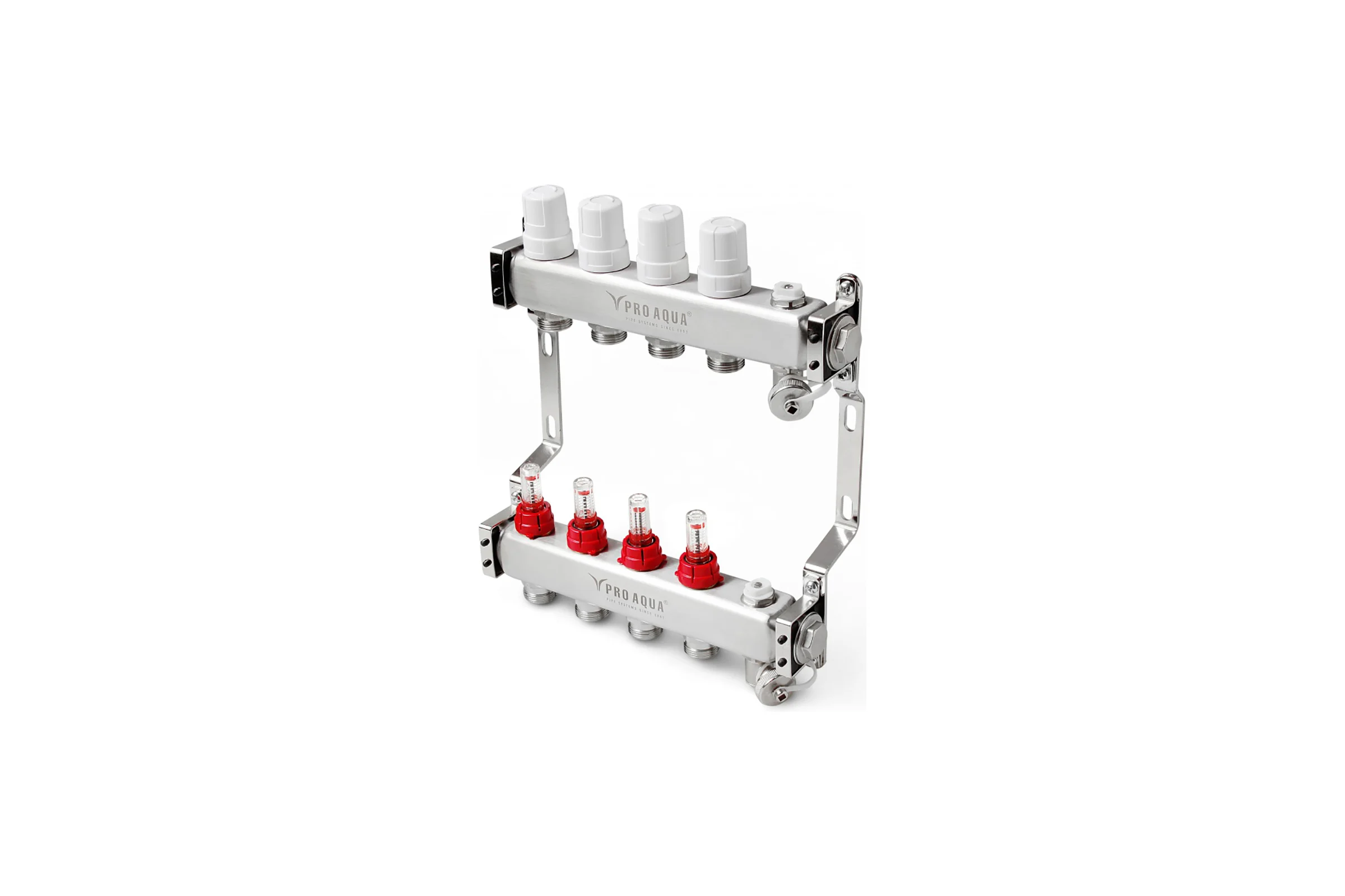 Коллекторный блок с расходомерами PRO AQUA 2 выхода, 180 мм, 1 x 3/4 V500MB.02b