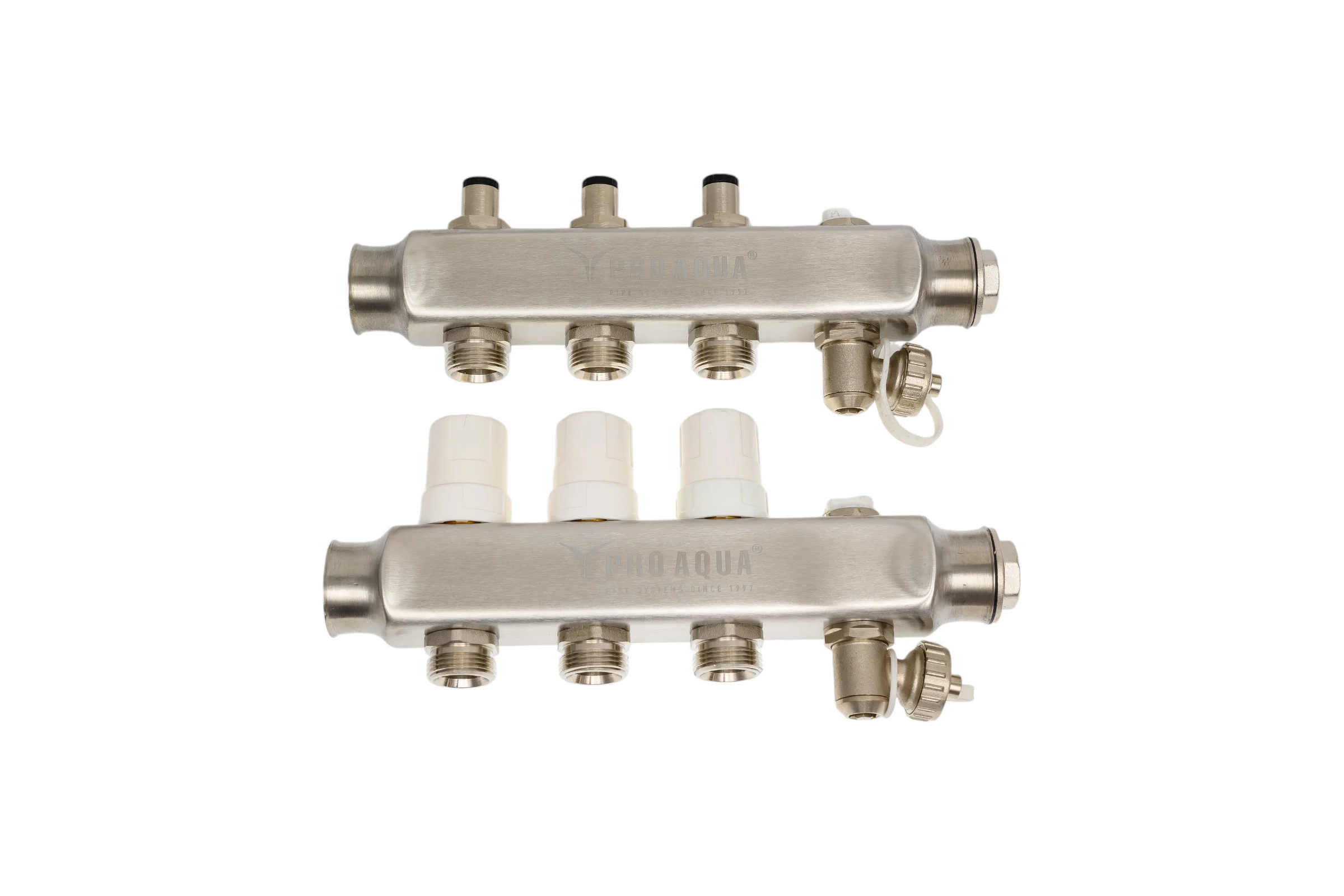 Коллекторный блок с регулировочными клапанами PRO AQUA 3 выхода, 230 мм, 1x3/4 R510MB.03