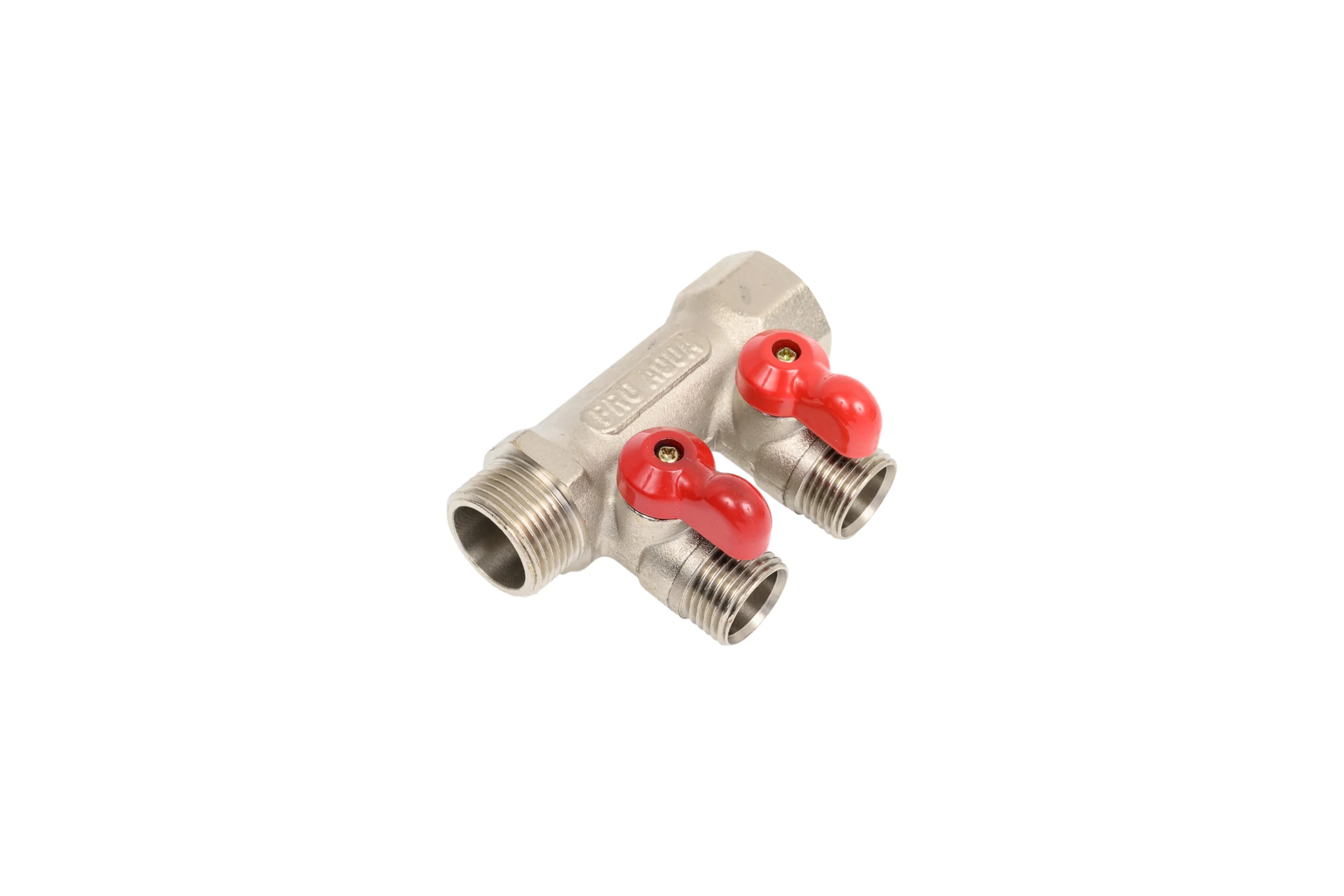 Коллектор с отсекающими кранами (плоскость) PRO AQUA 3/4, 2 х 1/2 V100.02-m20-f20