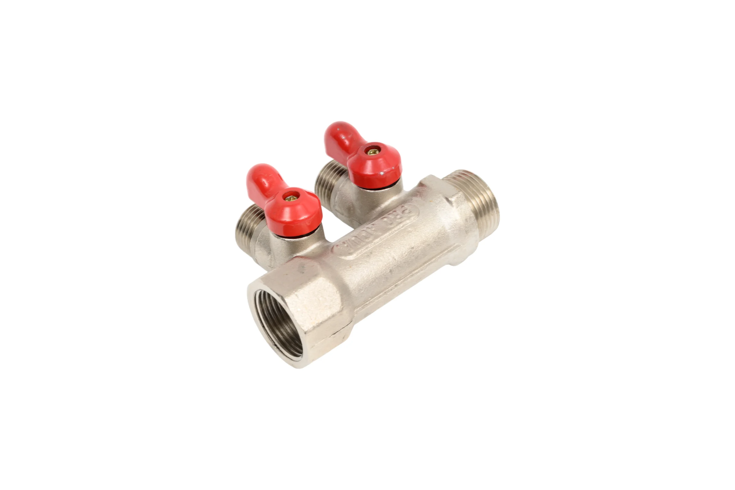 Коллектор с отсекающими кранами (плоскость) PRO AQUA 3/4, 2 х 1/2 V100.02-m20-f20