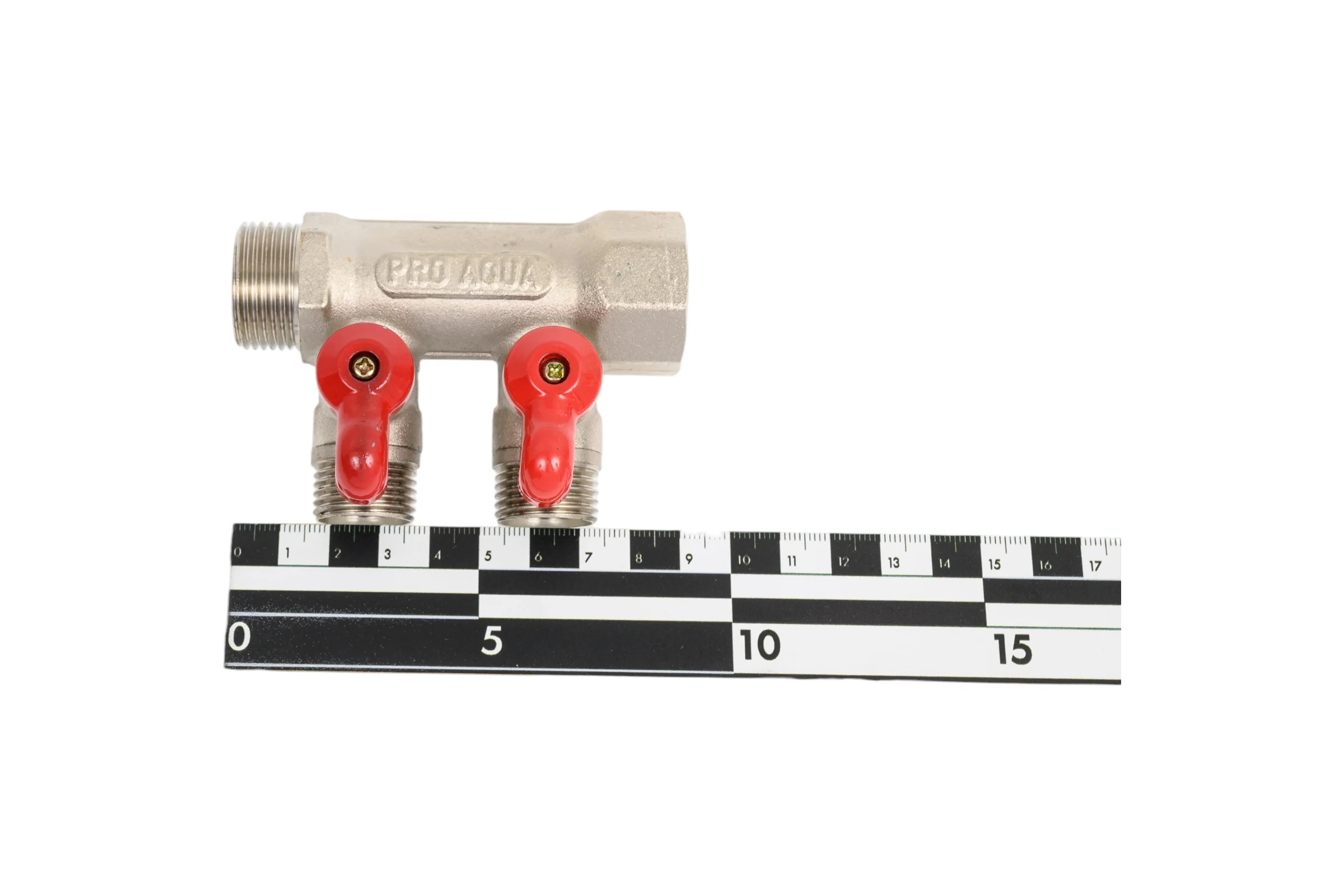 Коллектор с отсекающими кранами (плоскость) PRO AQUA 3/4, 2 х 1/2 V100.02-m20-f20