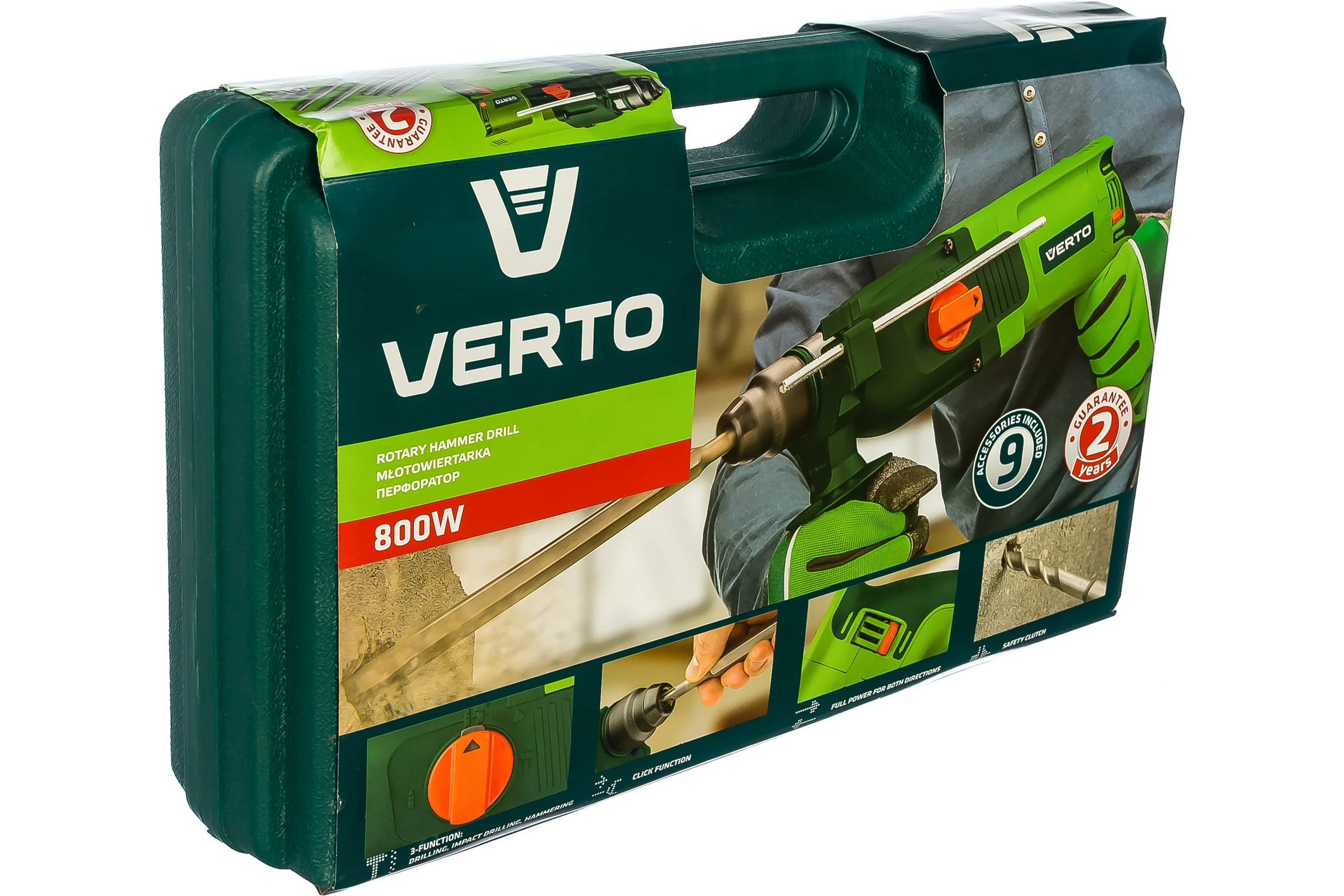 Перфоратор VERTO SDS+ 800Вт, чемоданчик 50G369