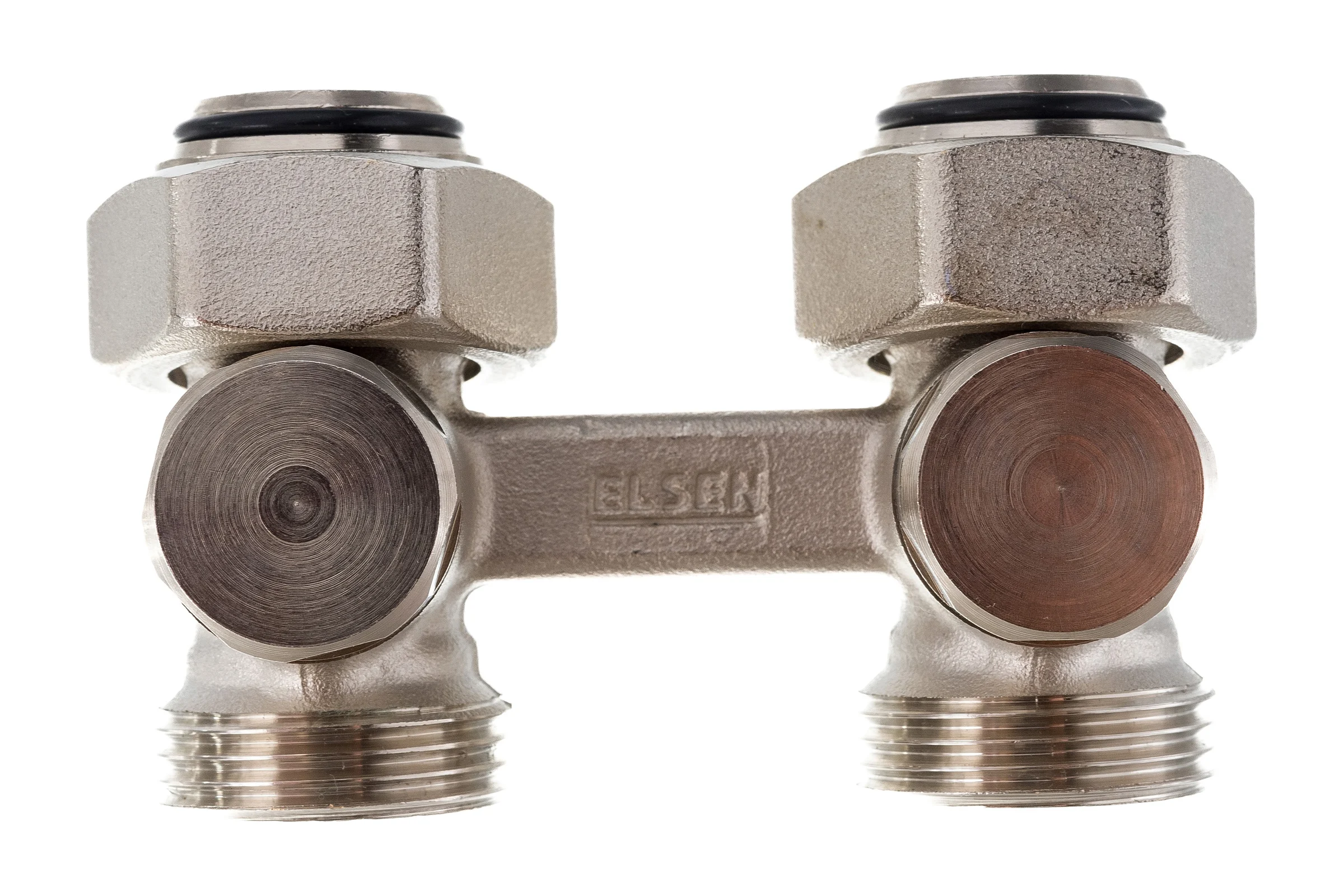 Прямой H-образный вентиль ELSEN 3/4", 3/4", Н ЕК-НГ ЕК, никелированный EVR05.3411