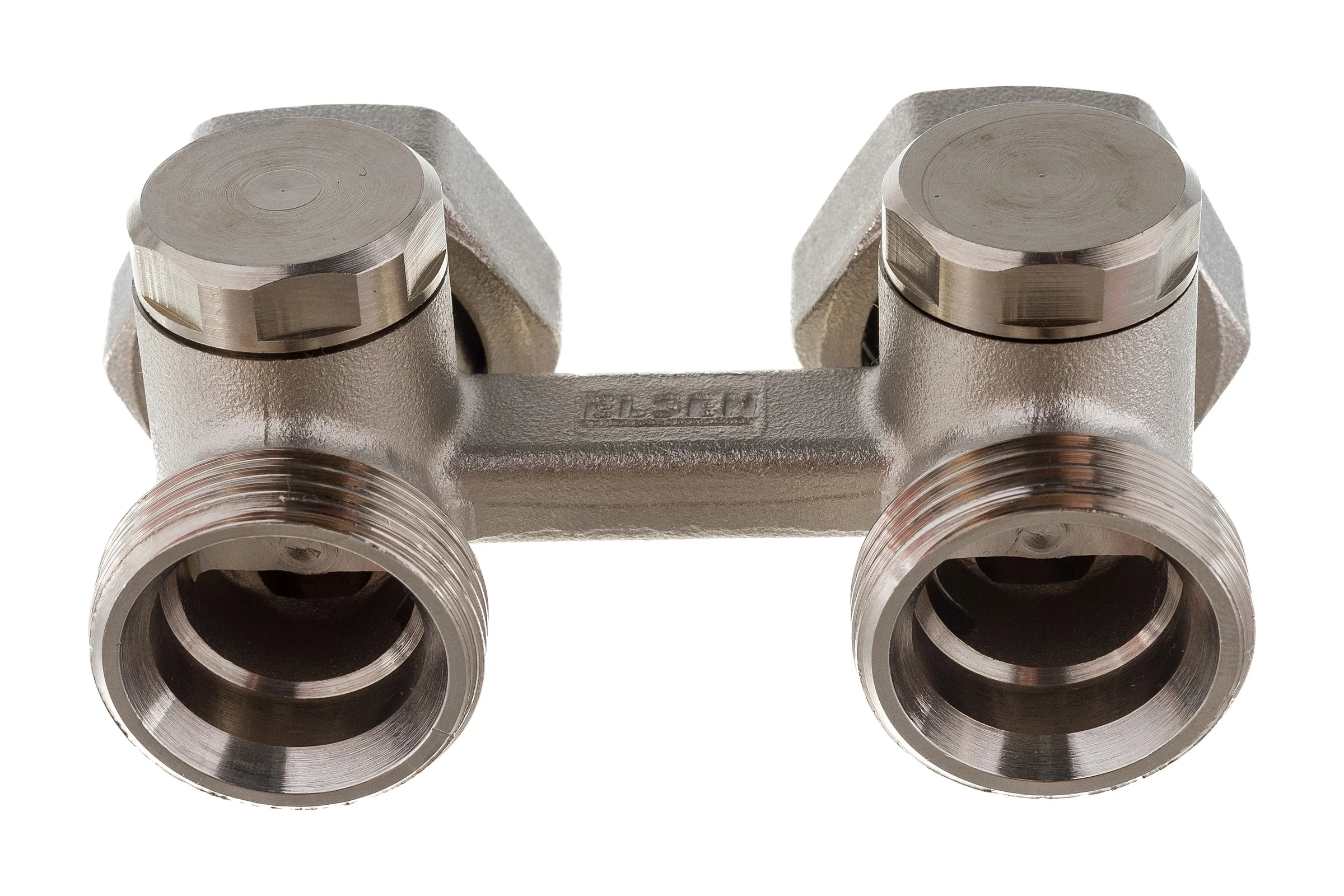 Прямой H-образный вентиль ELSEN 3/4", 3/4", Н ЕК-НГ ЕК, никелированный EVR05.3411