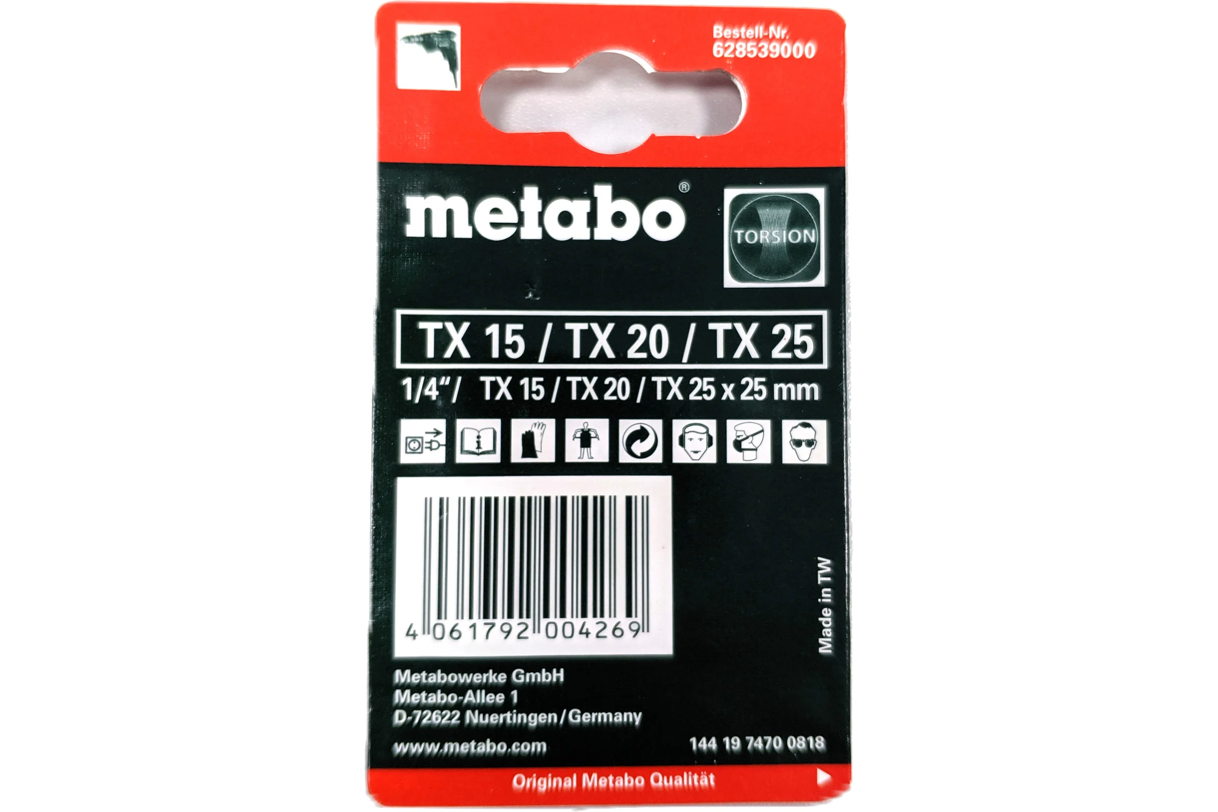 Набор бит Torx (3 шт; TX 15/20/25; torsion) METABO 628539000