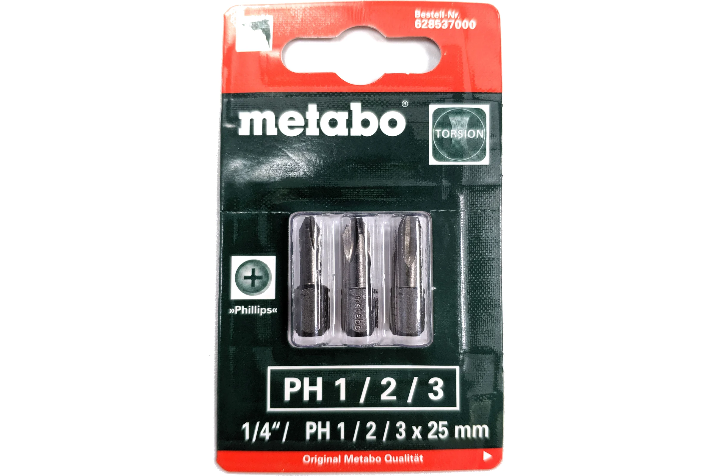 Набор бит Phillips (3 шт; PH 1/2/3; torsion) METABO 628537000