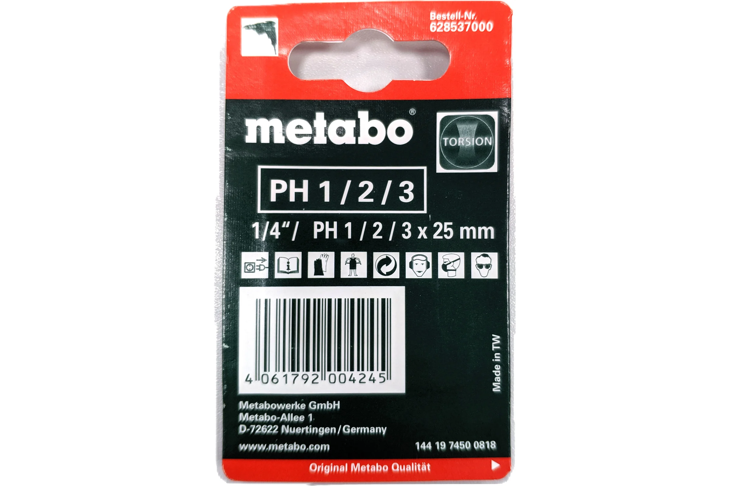Набор бит Phillips (3 шт; PH 1/2/3; torsion) METABO 628537000