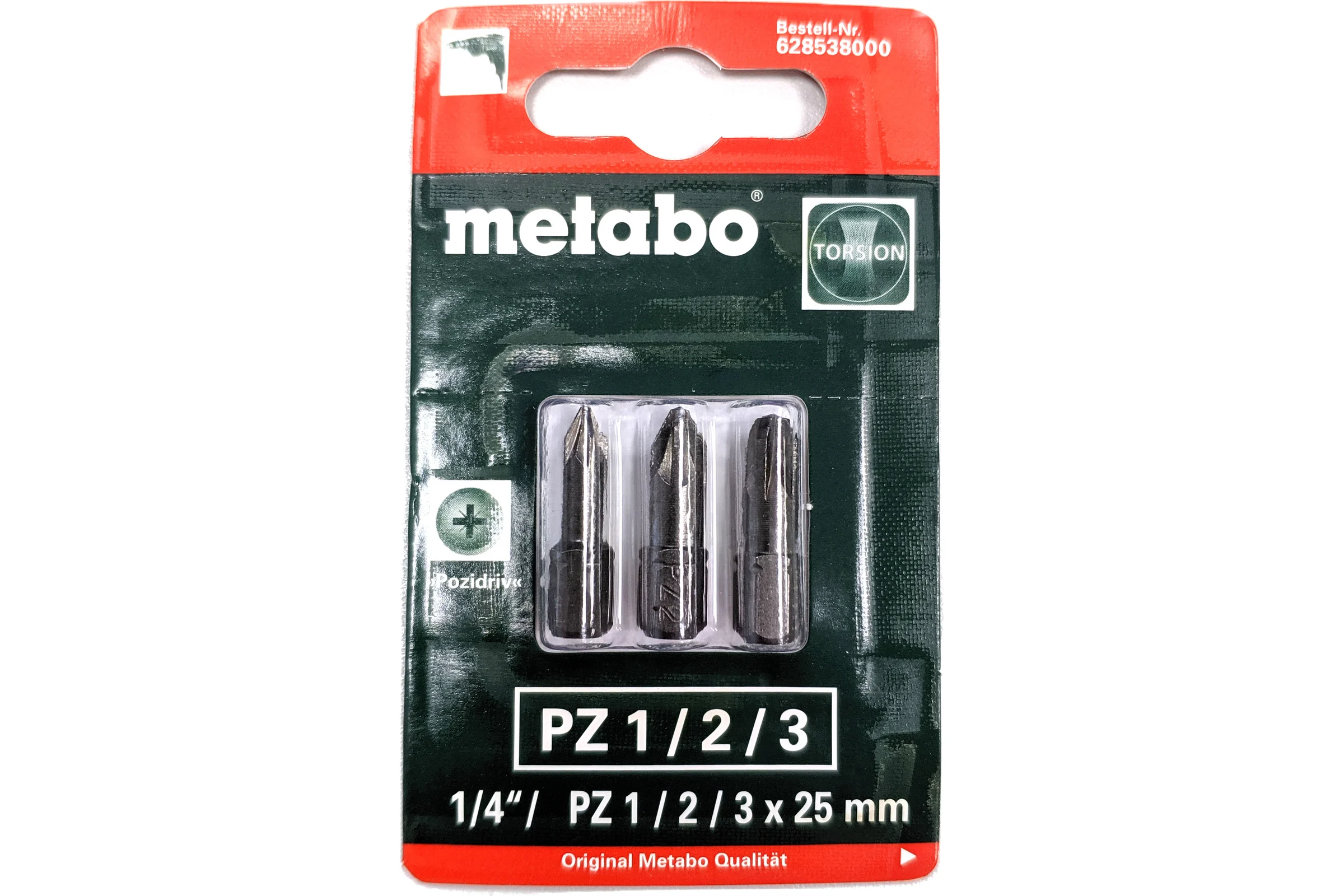 Набор бит Pozidriv (3 шт; PZ 1/2/3; torsion) METABO 628538000