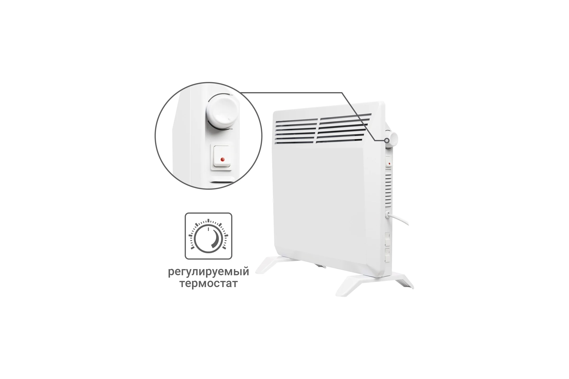 Электрический конвектор TDM ELECTRIC ЭК-1000X, термостат, ножки, белый, 1000 Вт, SQ2520-1211