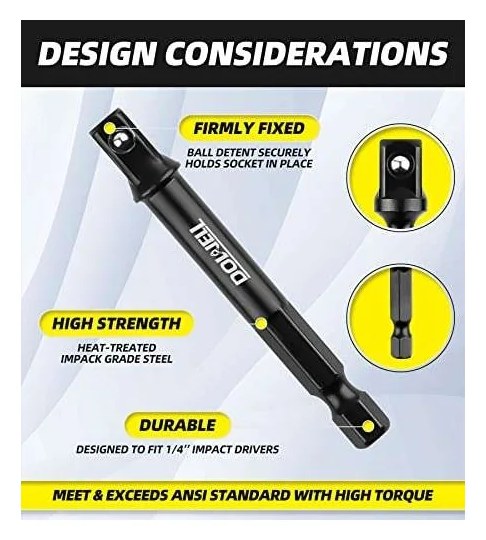 Адаптеры для головок 1/4", 3/8", 1/2", 75 мм, набор 3 шт DOWELL HY050102