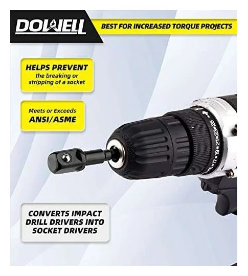 Адаптеры для головок 1/4", 3/8", 1/2", 75 мм, набор 3 шт DOWELL HY050102