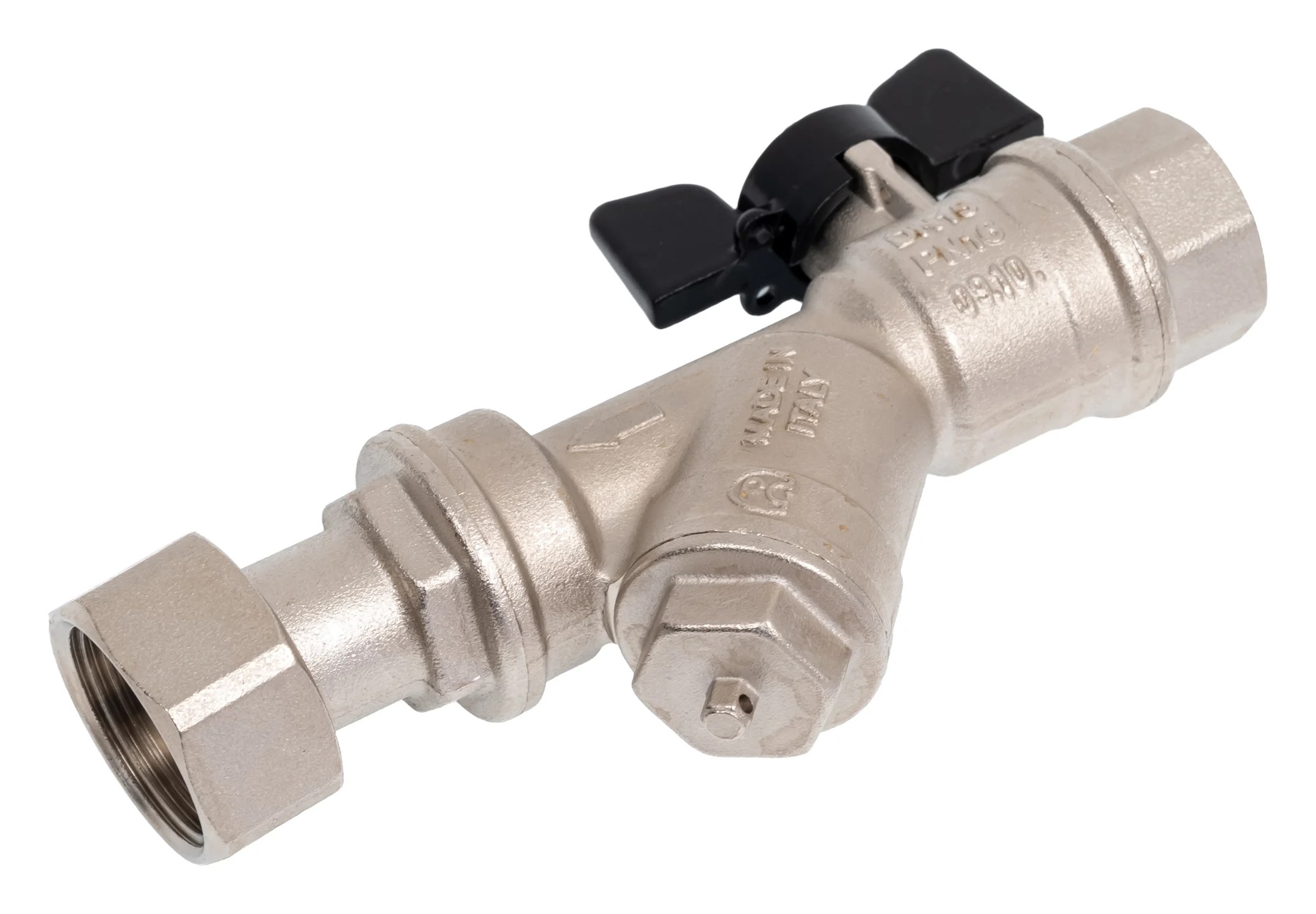Kран шаровой для воды Bugatti с фильтром DN15 Rp1/2" x G3/4" PN20 арт.5501 05501026