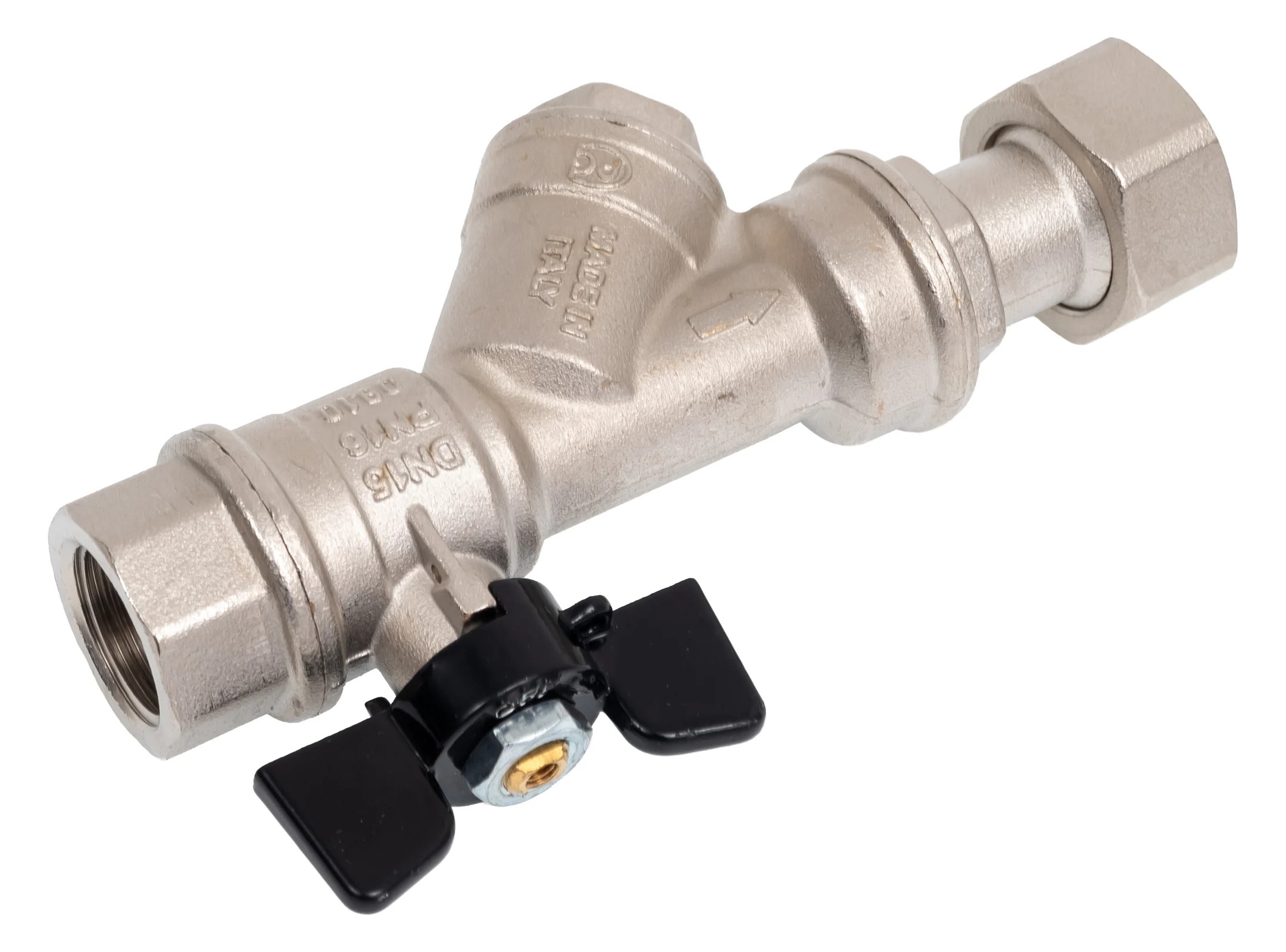 Kран шаровой для воды Bugatti с фильтром DN15 Rp1/2" x G3/4" PN20 арт.5501 05501026
