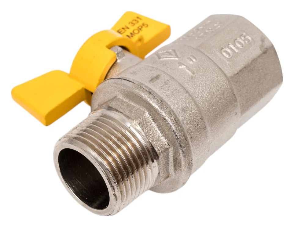 Kран шаровой для газа Bugatti EN331 Rp1"x R1" DN25 MOP5 арт.457 04570041