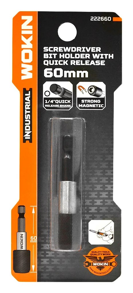 Адаптер для бит CrV, 1/4", 60 мм, с магнитом Wokin 1352730