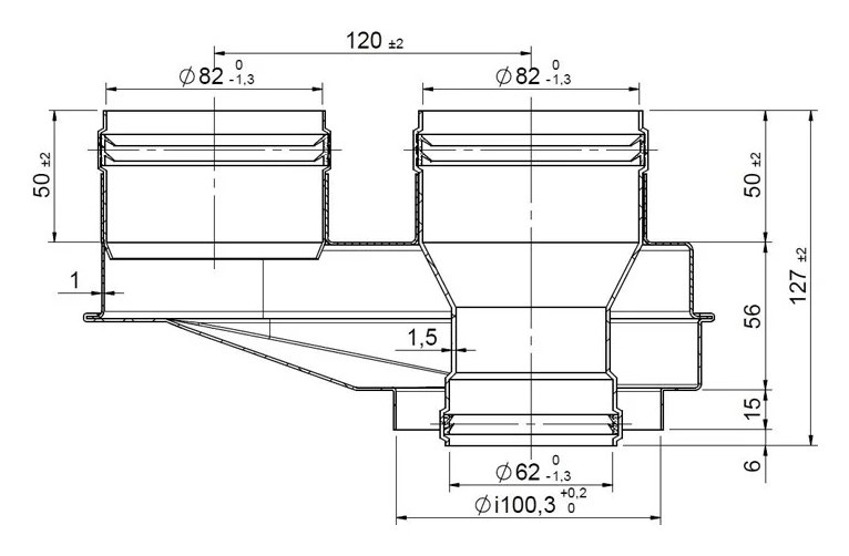 Адаптер разделительный моноблочный 80 мм (Br) Royal Thermo НС-0086814