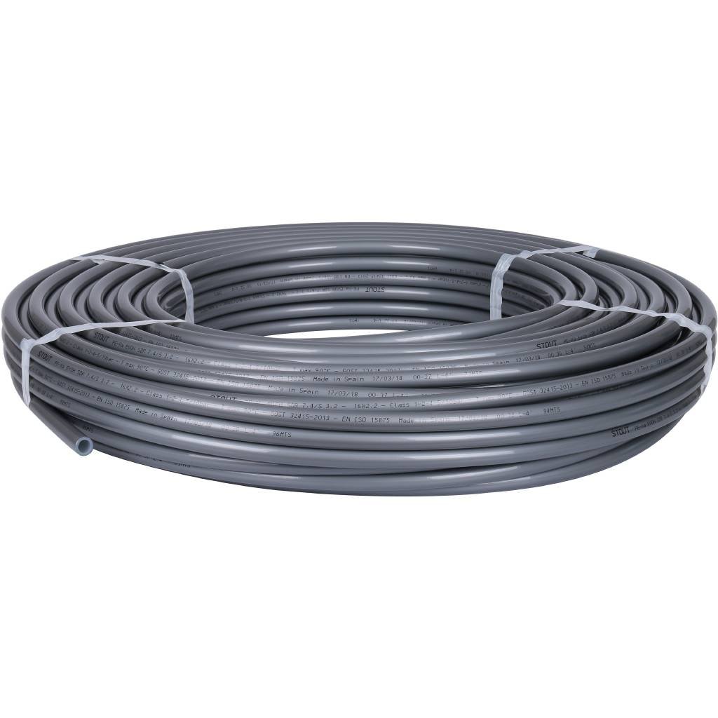Труба из сшитого полиэтилена STOUT PEX 16х2,2 (бухта 100 метров, серая), SPX-0001-001622